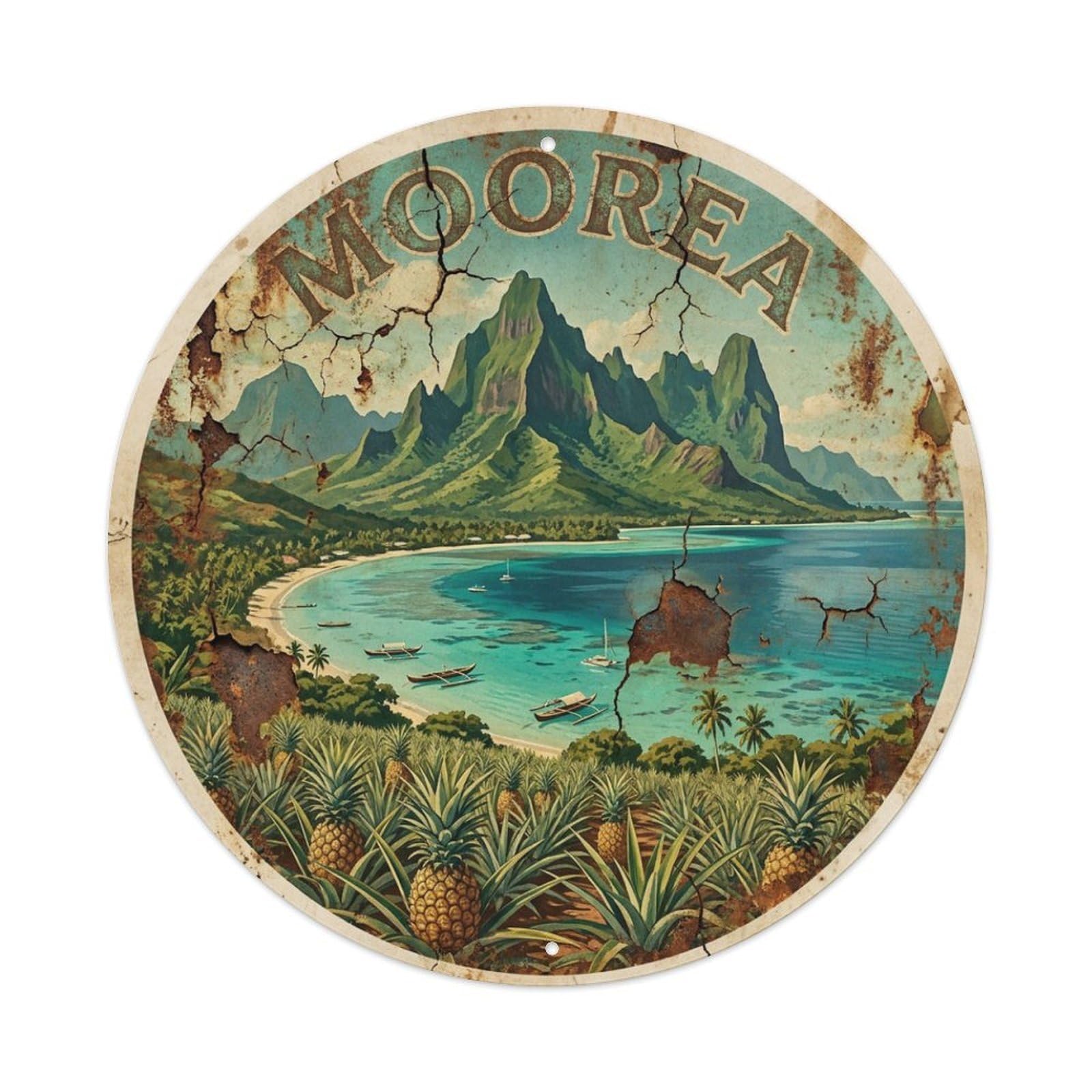Moorea French Polynesia Retro Island Travel Landmark Metal Tin Sign