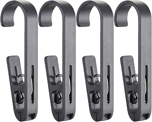 Ganchos para ropa sucia con clips para colgar, 4 piezas grandes para ropa, clips para toallas, ganchos multiusos con resortes, organizador de