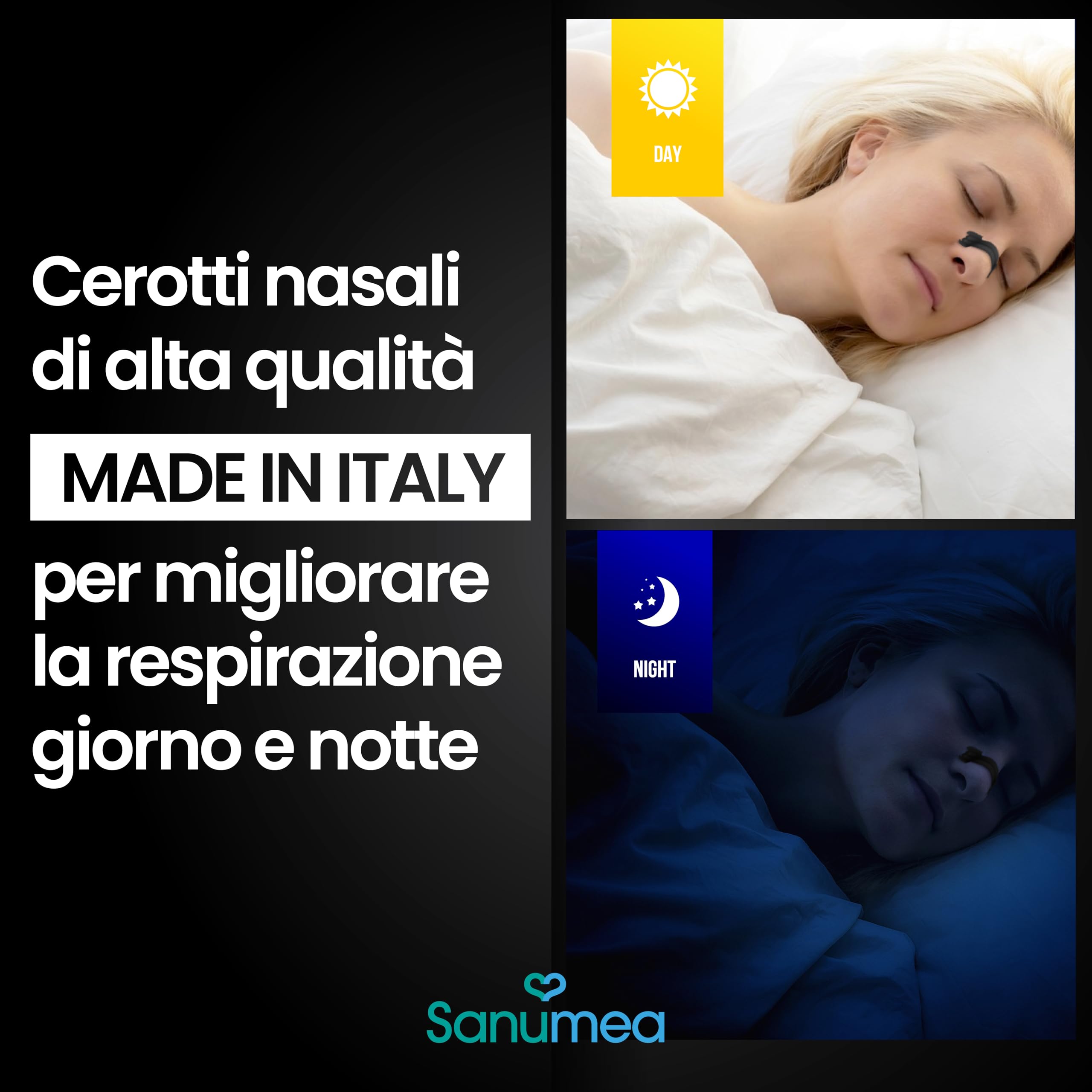 Cerotti Nasali Anti Russamento Uomo e Donna. 30 Cerotti Nasali Antirussamento di Alta Qualità. Cerotti Nasali Sport Respira Bene, Dimensioni Universali. Facili da Applicare, Marca Italiana. - 2