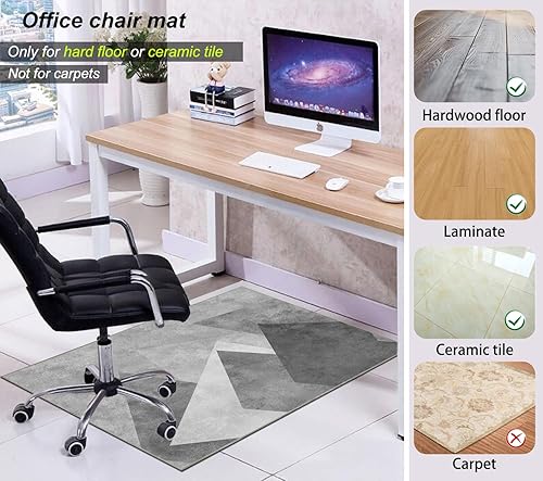 Miniatura 96 de Tapete para silla de oficina para suelo de madera dura, 48 x 60 pulgadas, tapete de oficina con ruedas de alta calidad, tapete antideslizante
