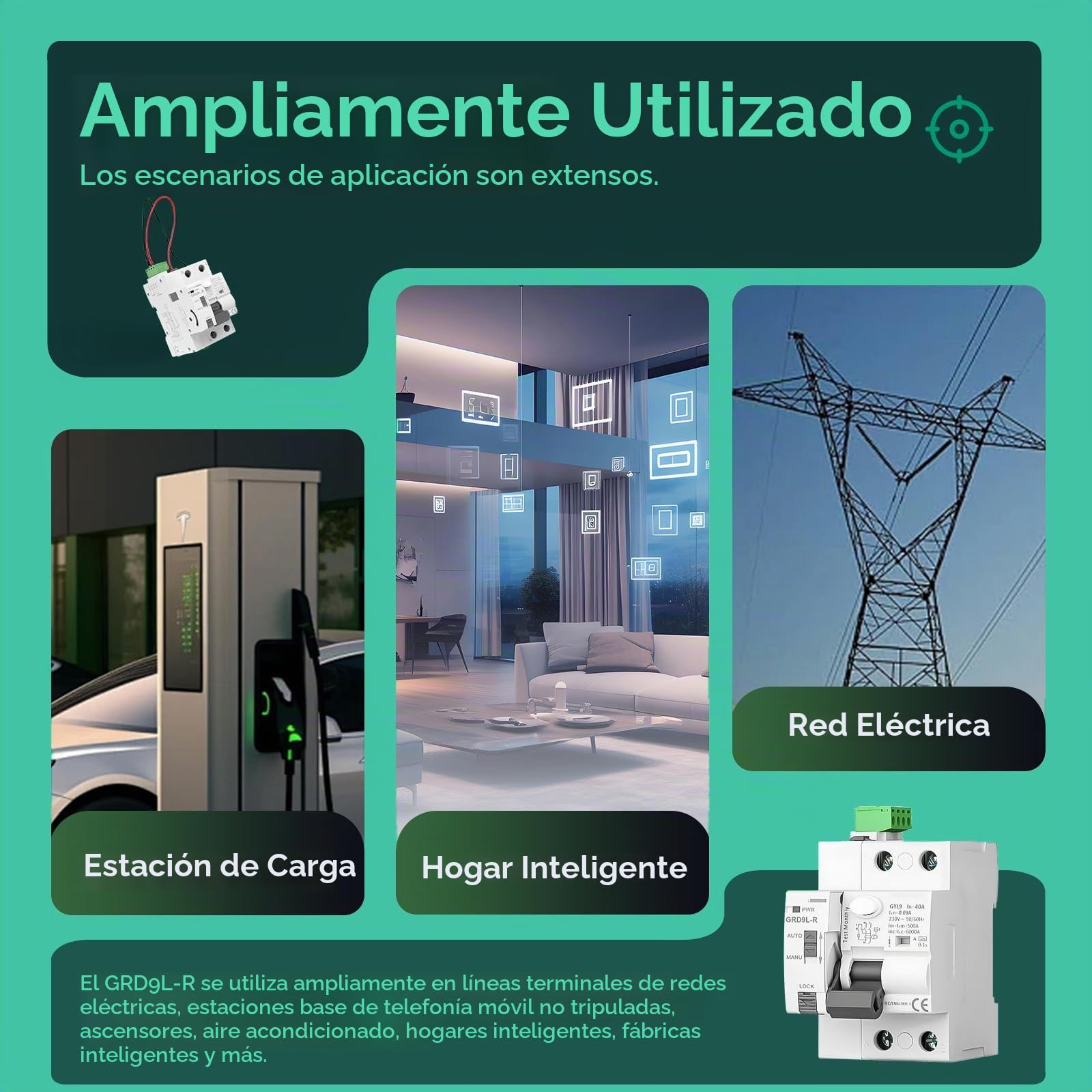 GRD9L-R Interruptor Diferencial con Rearme Automático 40A 30mA 2P Tipo AC