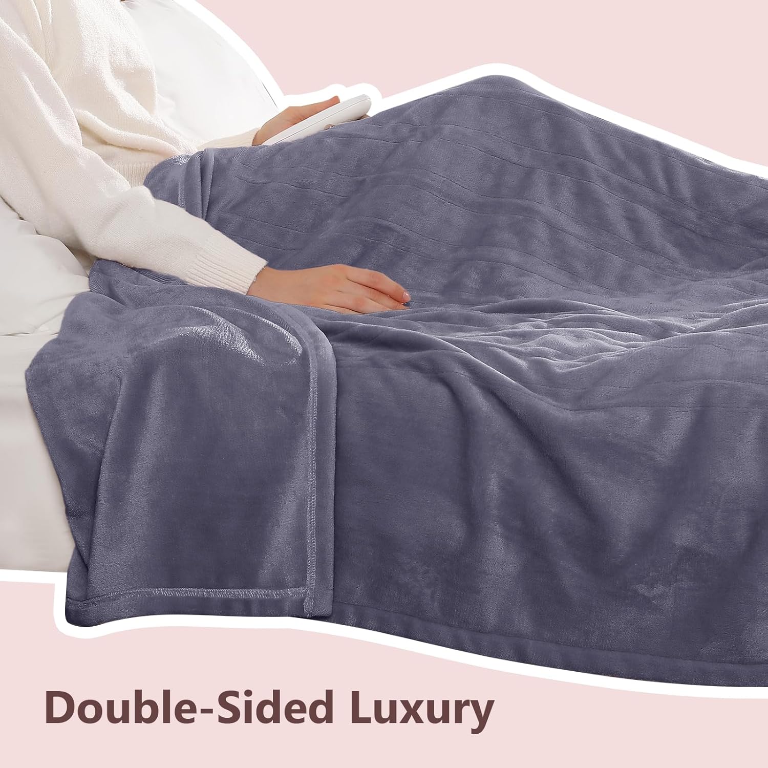 Electric Blanket Queen Heated Blanket Queen Size 84''X 90'' Soft Cozy Flannel with Dual Controller Heating Blanket of 5 Heating Level & 10 Hour Auto Off, ETL & FCC Certified, Machine Washable - Image 5