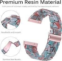 Vista 3 de Miimall Compatible con Fitbit Versa 3/Sense, bandas de resina para mujeres y hombres, correa de repuesto de acero inoxidable súper ligera