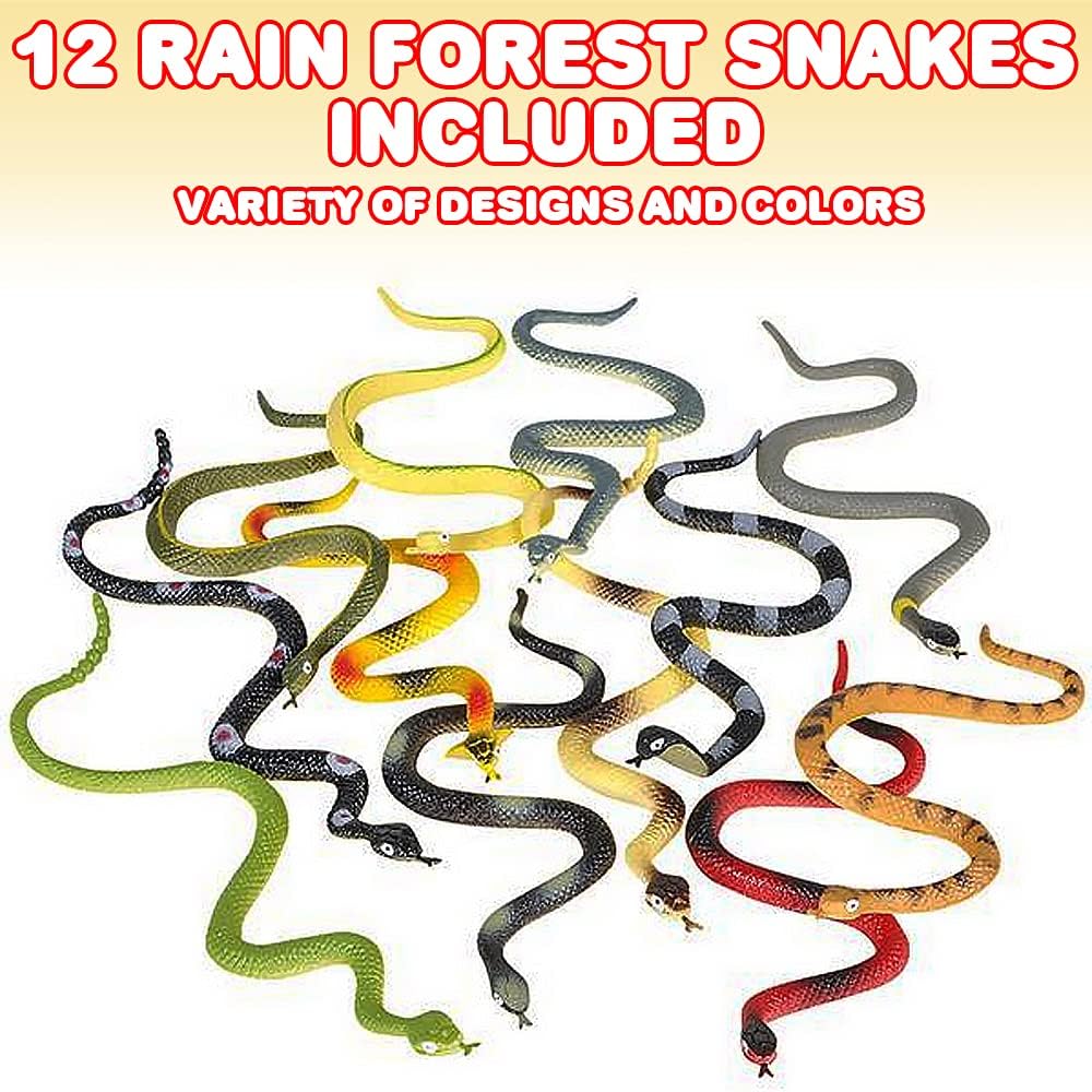 Buy ArtCreativity Realistic Rainforest Rubber Snake Toys, Pack of 12, 8