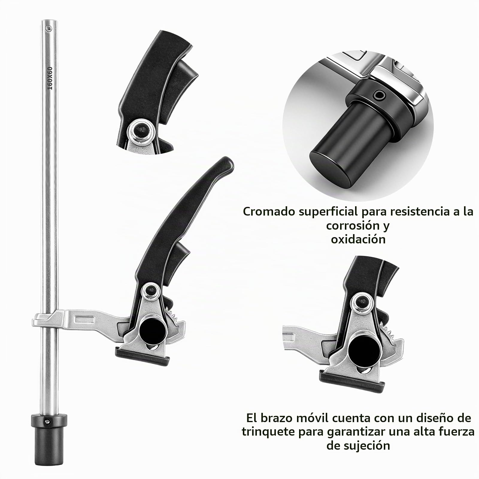 2 abrazaderas de palanca de sujeción de 20 mm, rango de sujeción de 160 mm, abrazadera de sujeción rápida, abrazadera de una mano con mango de palanca, gancho para banco de trabajo para lijar, cortar