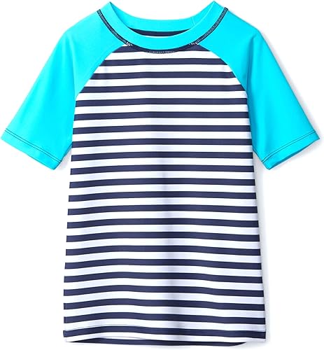 Hatley Boys Short Sleeve Rashguard Rash Guard Shirt, Underwater Stripes, 2T US