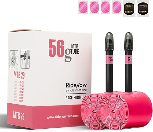 Miniatura 19 de RideNow - Paquete de 2 tubos interiores para bicicleta MTB de 24//26/27.5/29 pulgadas para 1.3-2.0/1.9-2.5, con válvula Presta de metal/TPU de