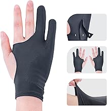 Artist Drawing Glove 3-Layer Palm Rejection [2 Pack Black] Right Left Hand Digital Art Graphic Tablet iPad Gloves Two Fing...