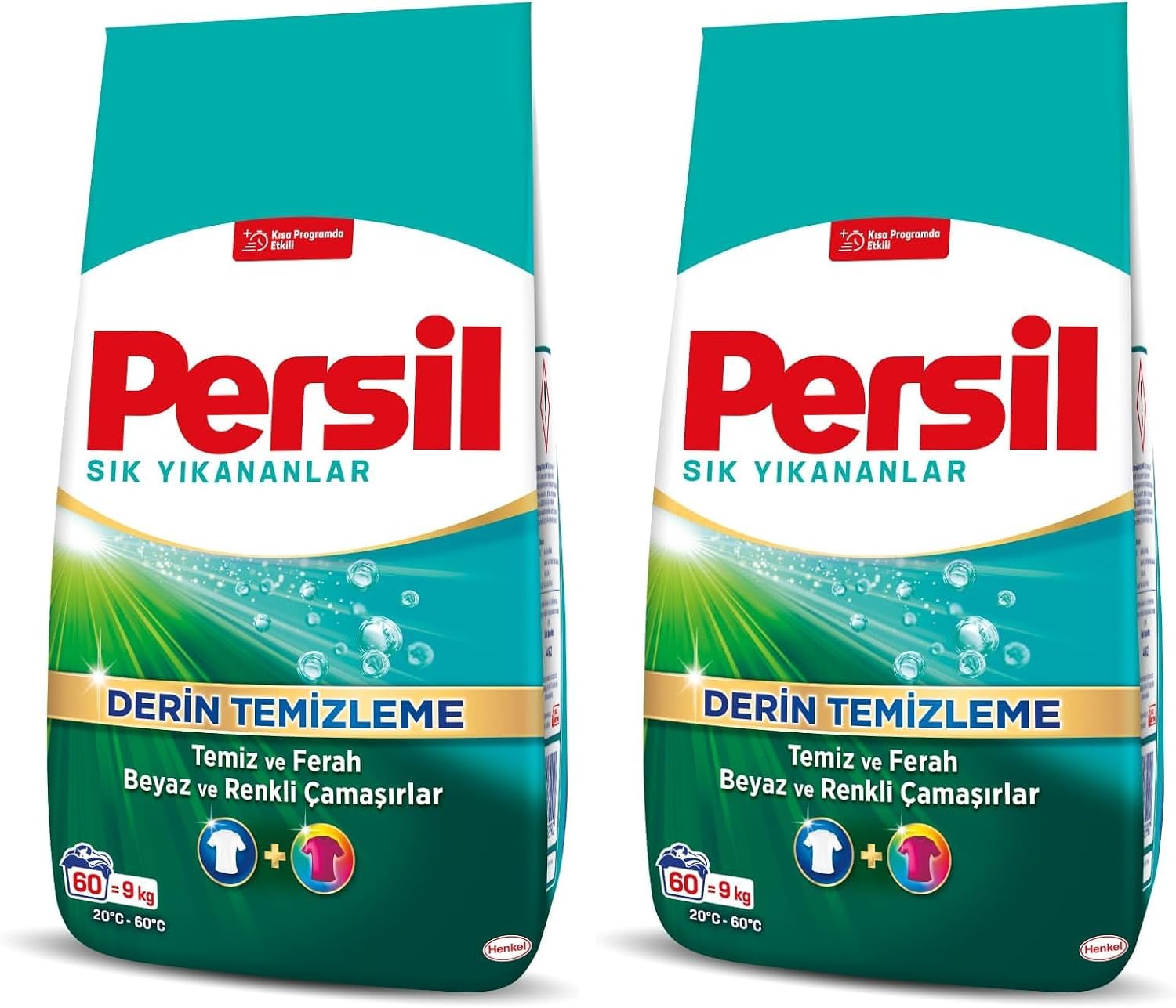 Persil Toz Sık Yıkananlar Çamaşır Deterjanı 9 Kilogram 60 Yıkama, Sık Yıkananlar 9kg (2 paketi)