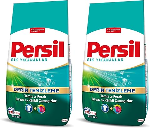 Persil Toz Sık Yıkananlar Çamaşır Deterjanı 9 Kilogram 60 Yıkama, Sık Yıkananlar 9kg (2 paketi)