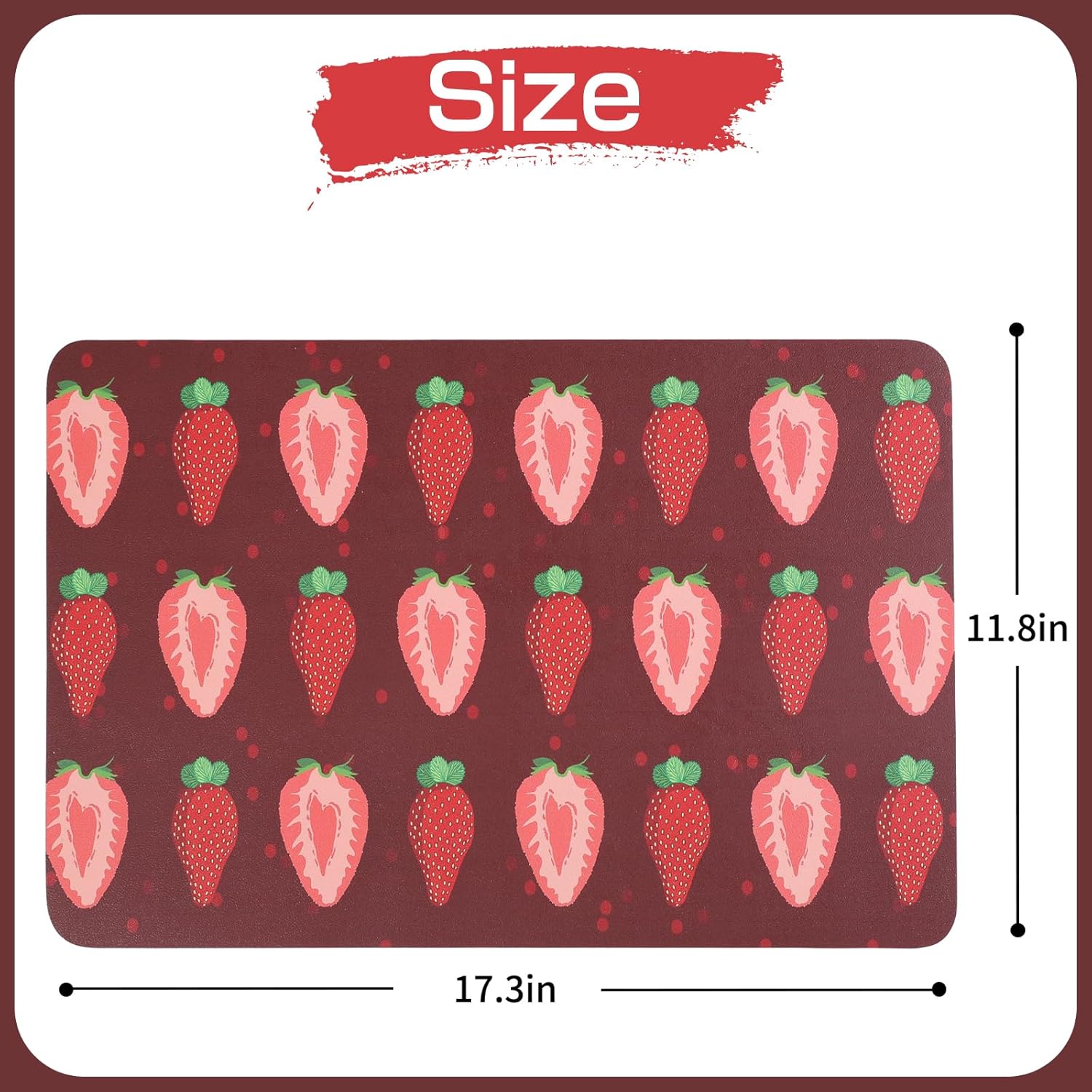 Fruits Placemats Set of 4 Wipeable Leather Placemats, Non-Slip and Heat Resistant, Strawberry Patterns Suitable for Table Decoration, Wedding Holiday Party Decoration and Children's Dining