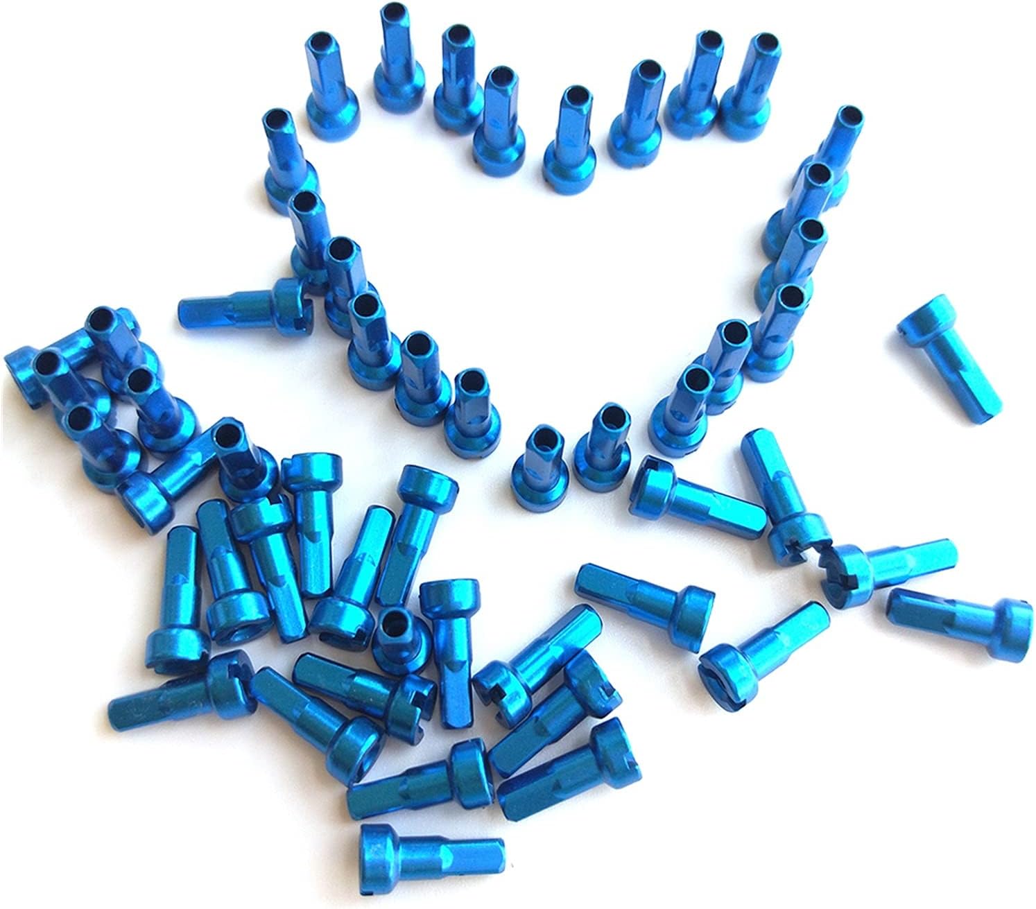 Super Light Primon M Blue Bicycle Spoke Nipples, 14g, 2.0mm Round Head Aluminum Alloy Nipples, Strong Spoke Nipples for Road and Mountain Bike Wheels (Color: 50pcs) (72pcs)