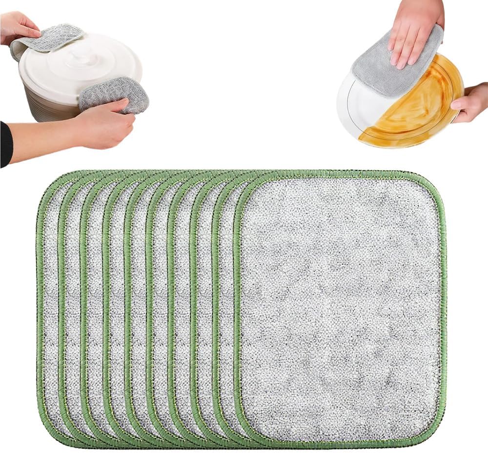 Multipurpose Wire Dishwashing Rags for Wet and Dry, Wire Scrubber Cloths for Kitchen, Reusable Wire Miracle Cleaning Cloths, Non-Scratch Cleaning Cloth for Pots, Pans, Sinks, Grills (10 PCS)