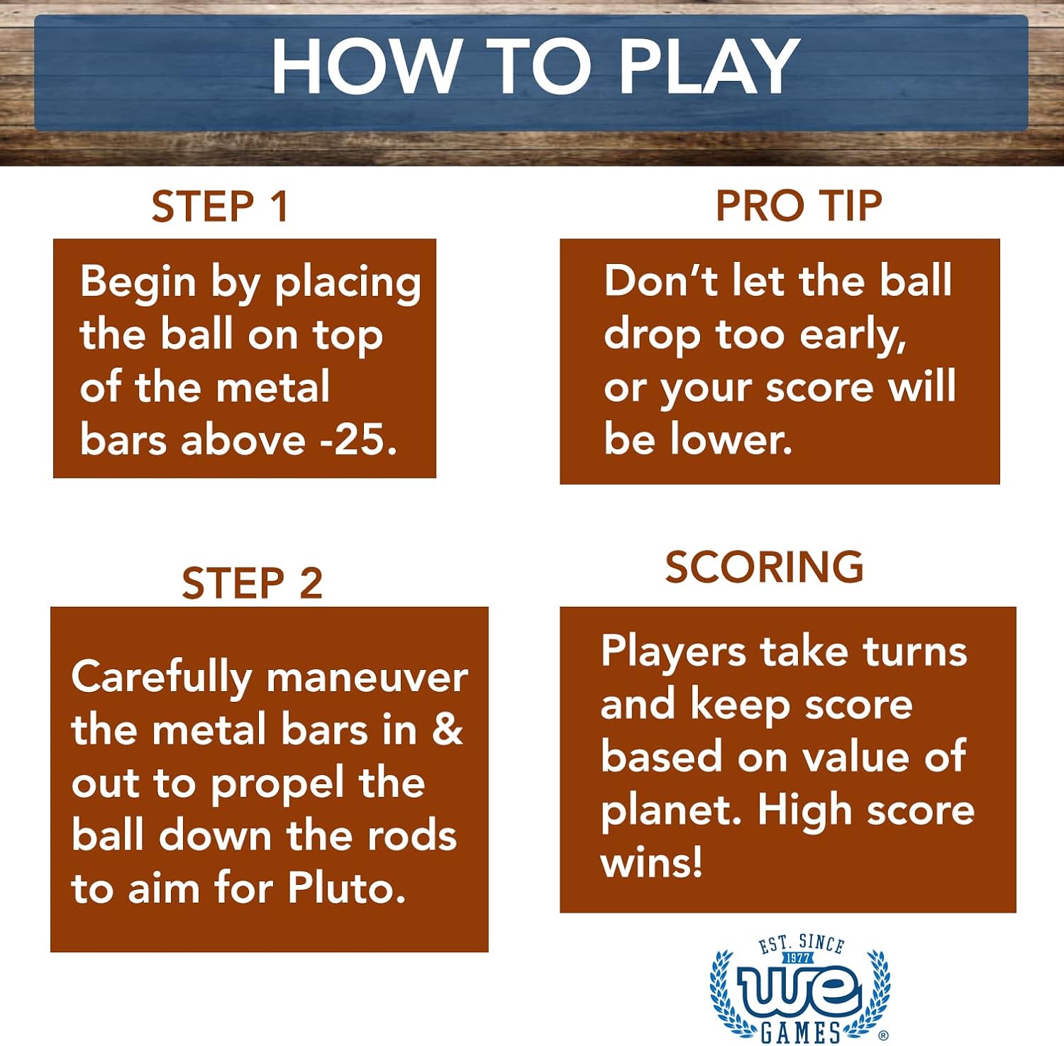 WE Games Shoot The Moon Game Set for Kids and Families, Family Game, Classic Balancing Ball Game, Retro Style and Durable Solid Dark Wood, Perfect Tabletop Game for Game Night and Bar Games 18 Inches