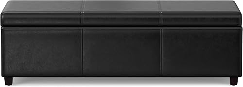 Miniatura 376 de Otomana rectangular de almacenamiento de cuero sintético Simpli Home Avalon., Cuero, Marrón Azul,Marrón Chocolate,Cloud gris,Gris oscuro,Azul