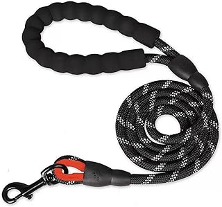 Hundeleine mit bequemen Gepolsterter Griff Reflektierend Führleine Nylon, robuste Hundeleine für Mittelgroße & große Hunde, Mit verschleißfester Schnalle, 150×1.0cm, Schwarz