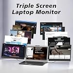 Laptop Screen Extender 14" - Triple Portable Monitor 1080P FHD IPS Extra Second Screen HDMI/USB-C Plug-Play Compatible with Wins Mac Dex Chrome Travel Work Fits 13-17" Laptops