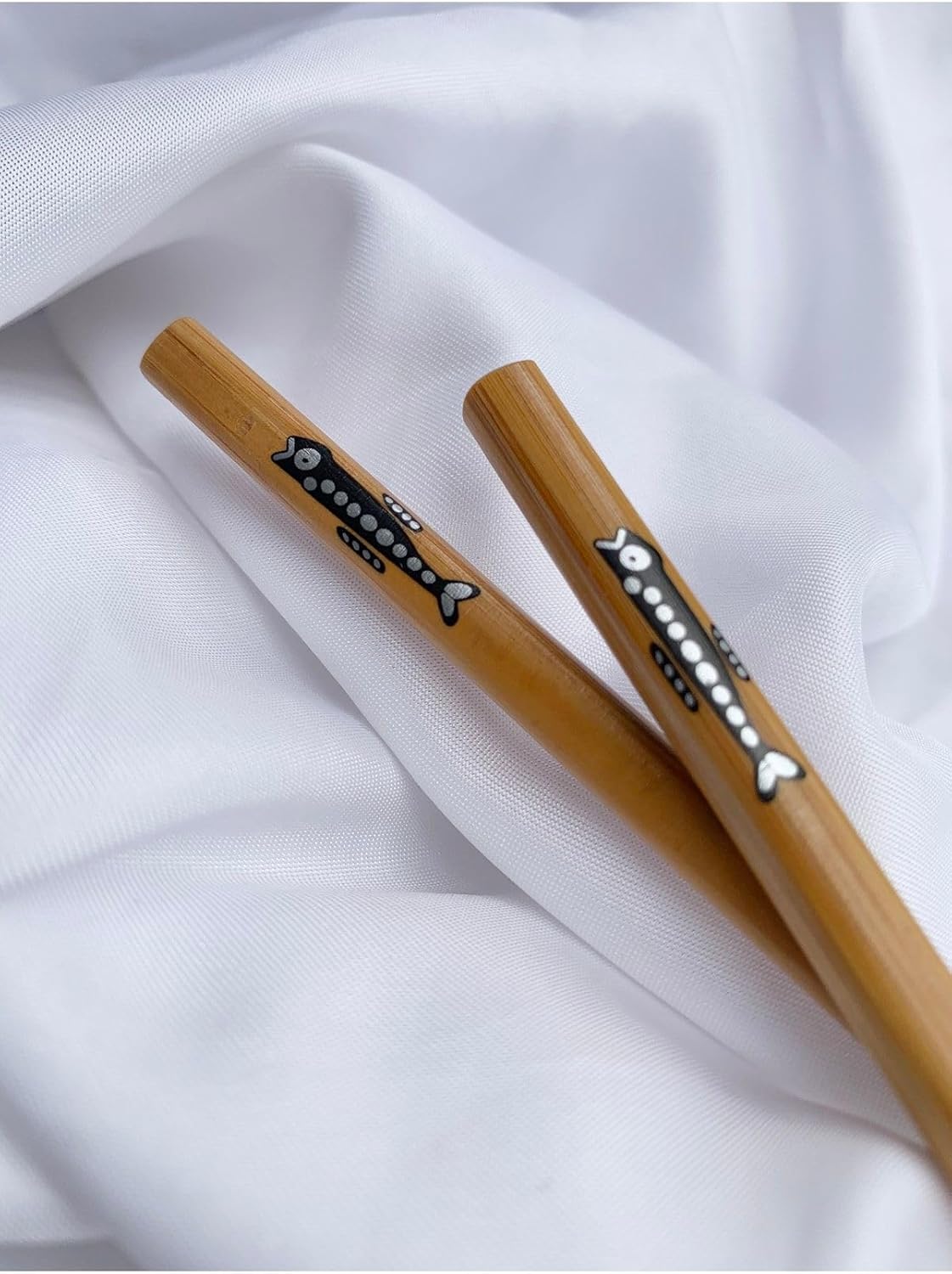 Chopsticks Japanese Bamboo Long Fish Design 1 Pair Brown Wood Utensils for Sushi Noodles Rice Asian Cuisine - long fish