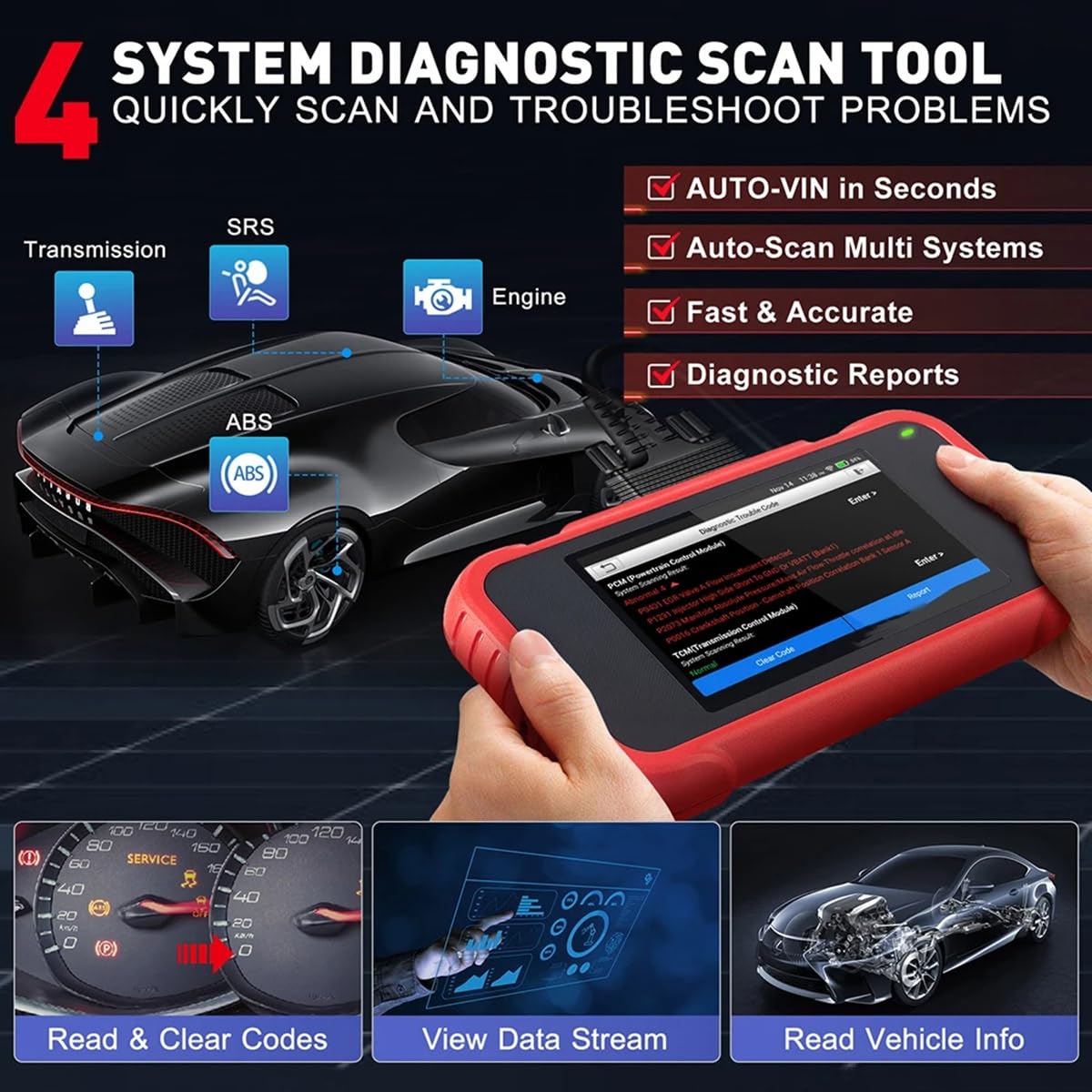 X431 CRP123E V2.0/CRR123I - Herramientas de diagnóstico OBD2 para coche, escáner OBD automático, ABS SRS, motor AT+ 7, servicio de reinicio gratuito
