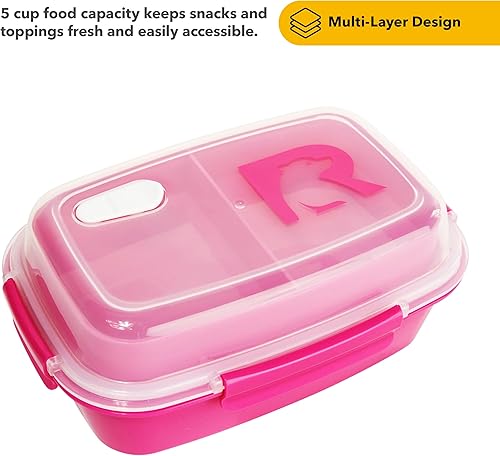 Miniatura 3 de RTIC Recipientes de almuerzo de 5 compartimentos, contenedor de comida caliente con tapa para adultos o niños, apto para microondas para el trabajo,