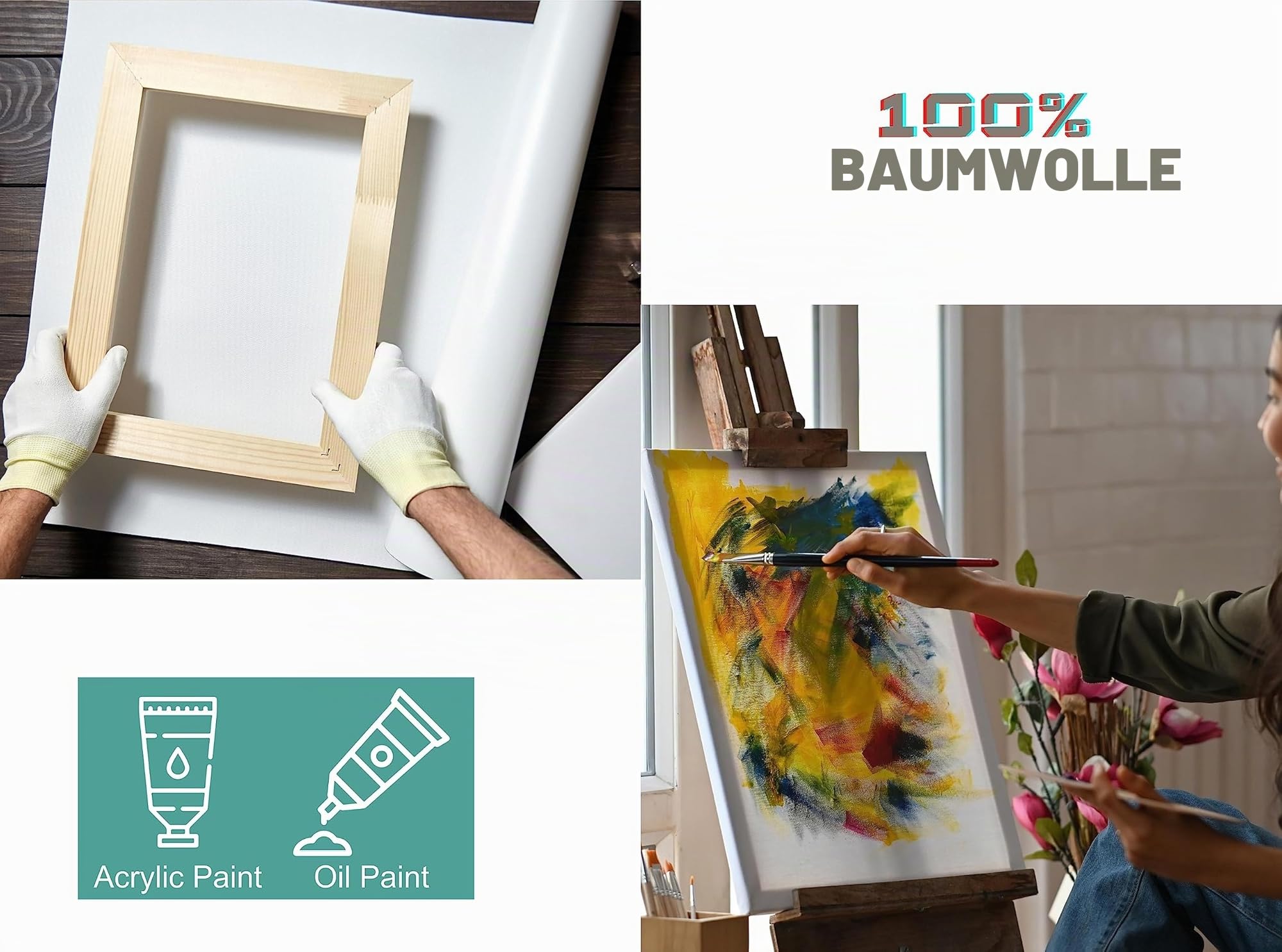 EXERZ Leinwand auf Rolle, Baumwoll 76cm x 10m, 330 g/m² Acrylmalerei, Ölgemälde, Tintenstrahldruck – Material für künstlerische Meisterwerke.