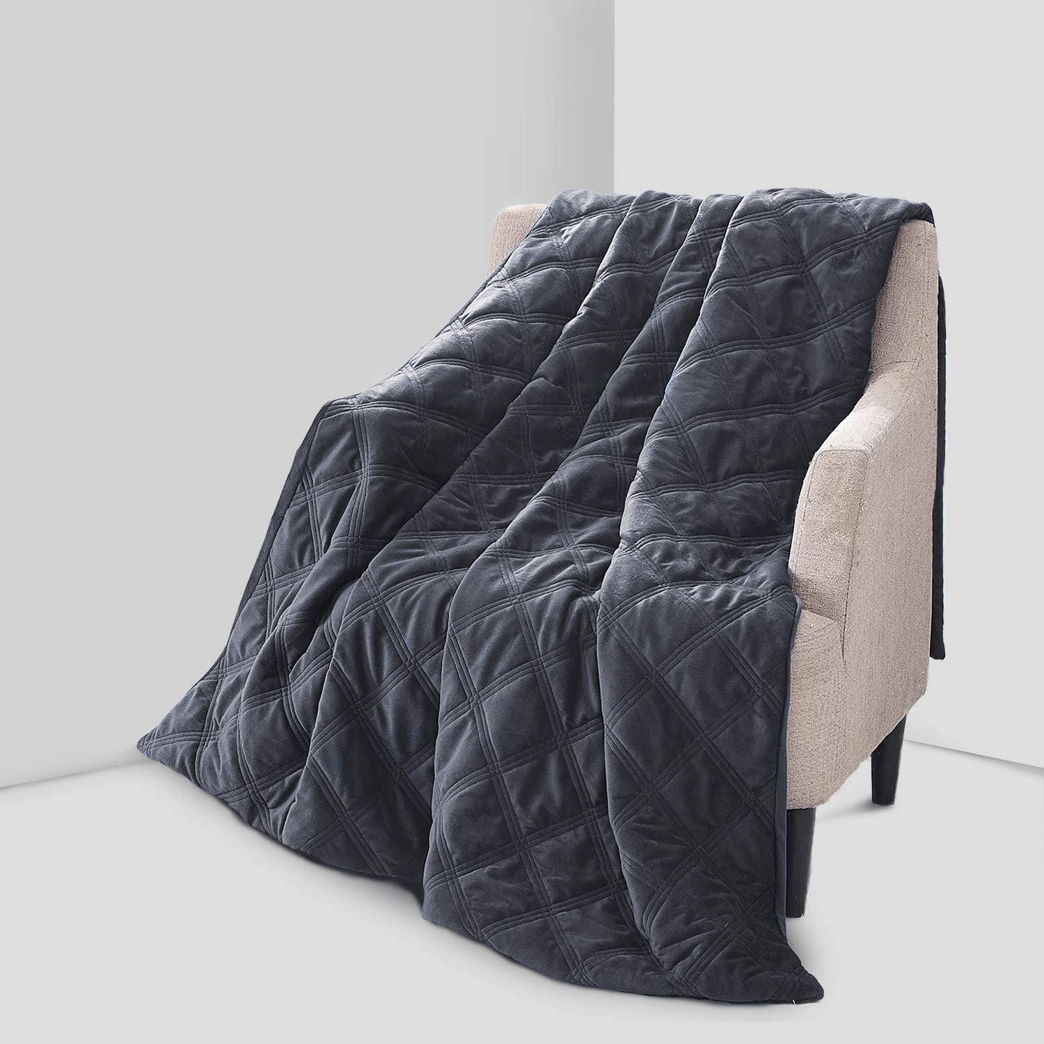 Weighted Blanket Duvet Cover 48x72Inches, JOLLYVOGUE Cozy Soft Removable Minky Dot Cover Machine Washable with Reversible Design, 8 Ties-Dark Grey