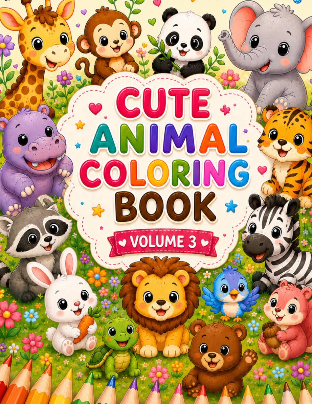 Cute Animal Coloring Book: Fun Activities for Kids (Volume 3): 30+ Adorable Animals to Color for Boys and Girls Ages 4-8 (Animal Families Coloring Collection)