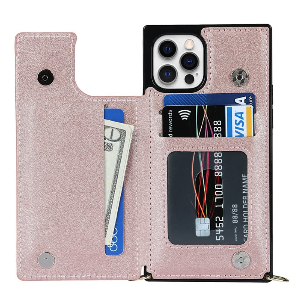 Étui portefeuille en cuir pour iPhone la protection chic or rose - 7