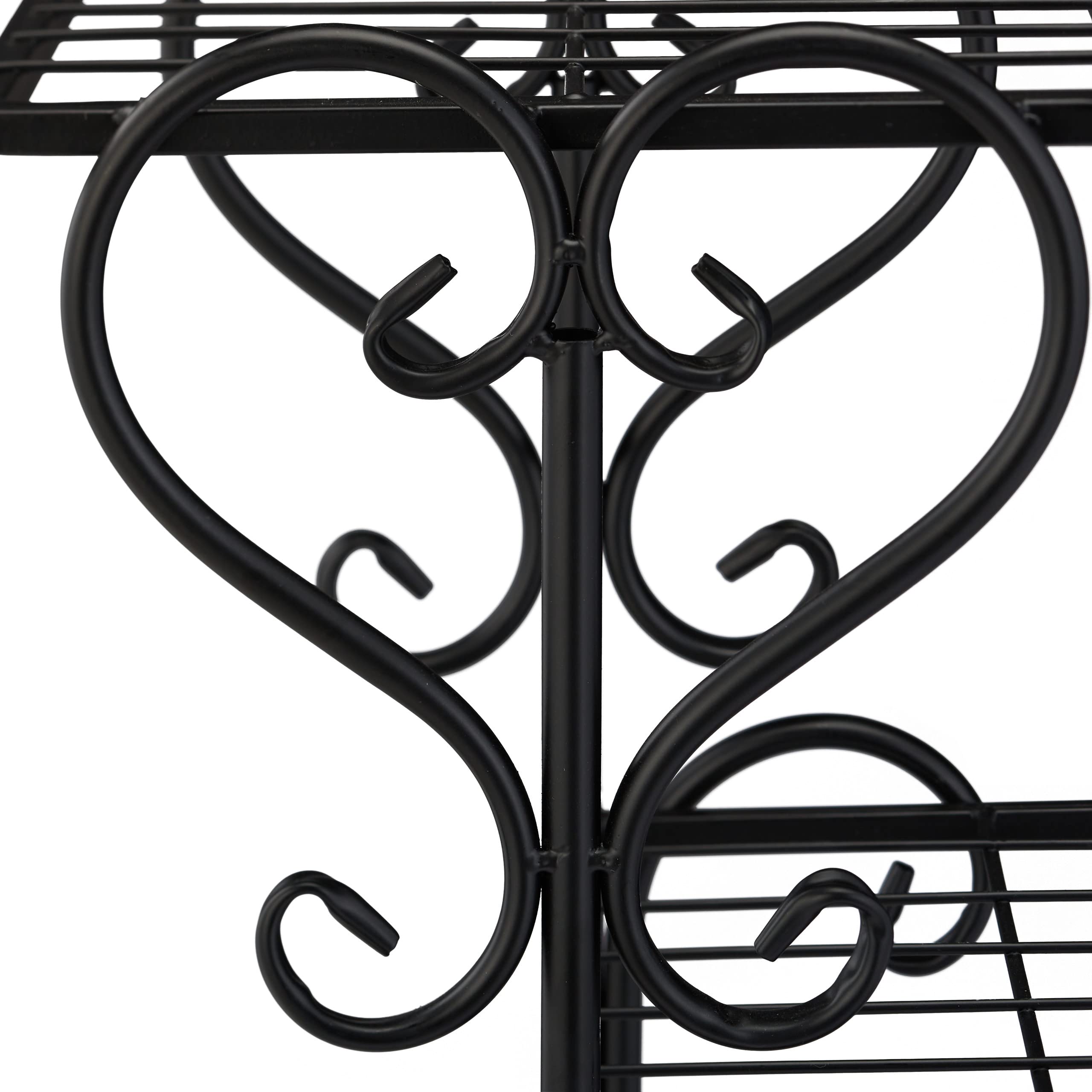 Relaxdays Étagère à Plantes en métal, Vintage, HxLxP : 75x56x23 cm, escabeau Fleurs, intérieur, 5 emplacements, Noir