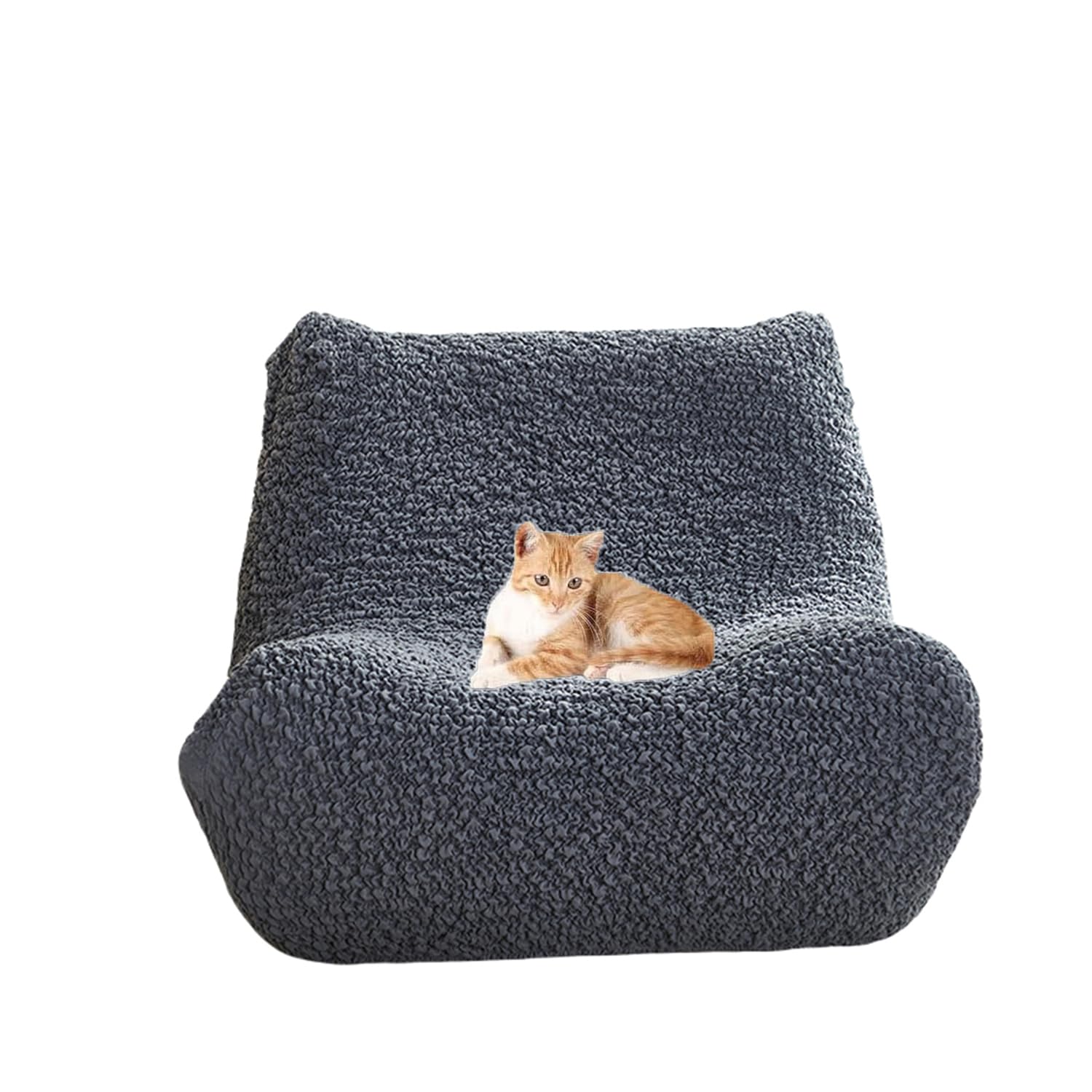HACLEN Seersucker Lazy Floor Sofa Cover, Stretch Single Sofa Cover Armless Fireside Lounge Chair Cover Furniture Protector for Living Room Bedroom (dark gray,one size)