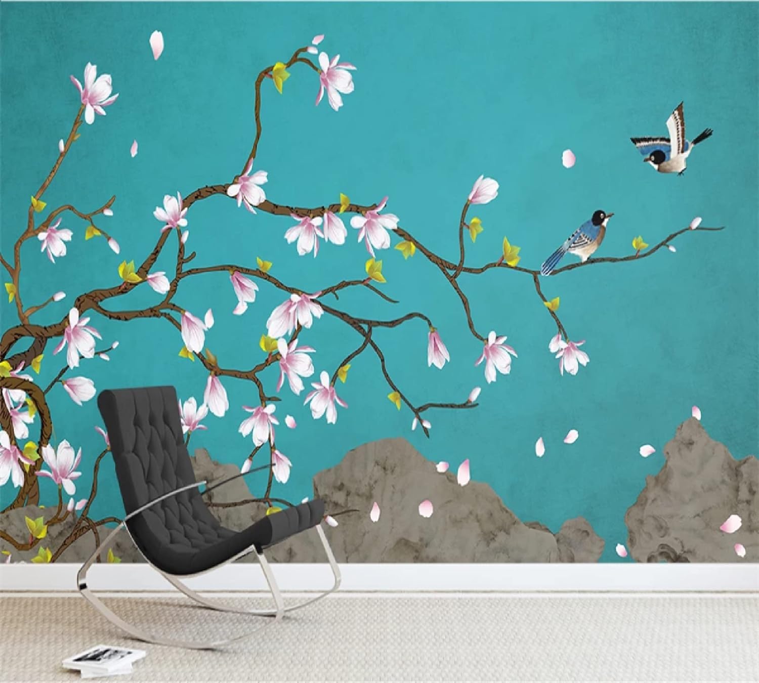 Papier peint mural fleurs et animaux pour une chambre d'enfant apaisante
