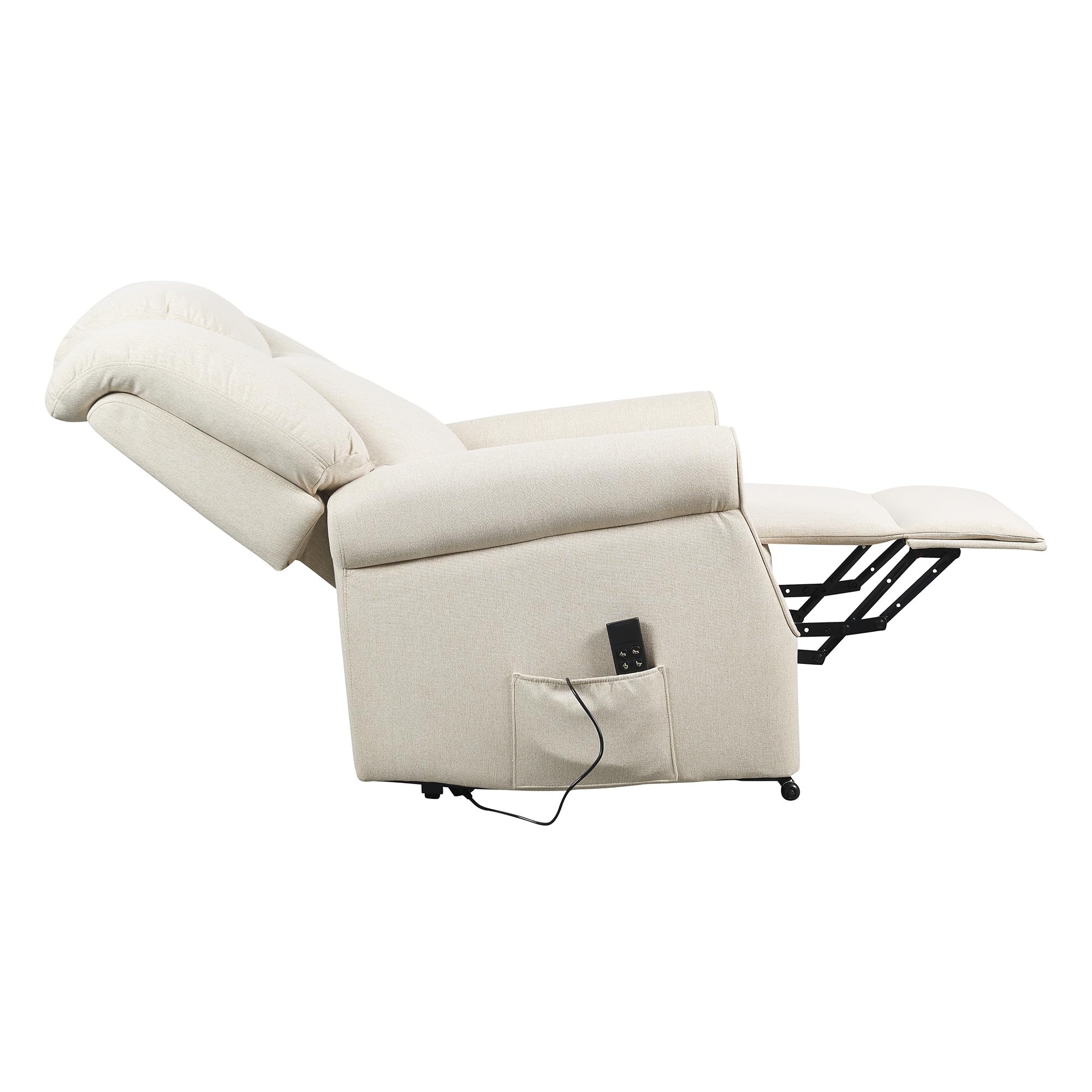 POLTRONE ITALIA Poltrona Relax Alzapersona Zero Gravity 2 motori reclinazione indipendente schienale pediera Carrello retrattile per spostamento utente antimacchia anziani soffice Beige