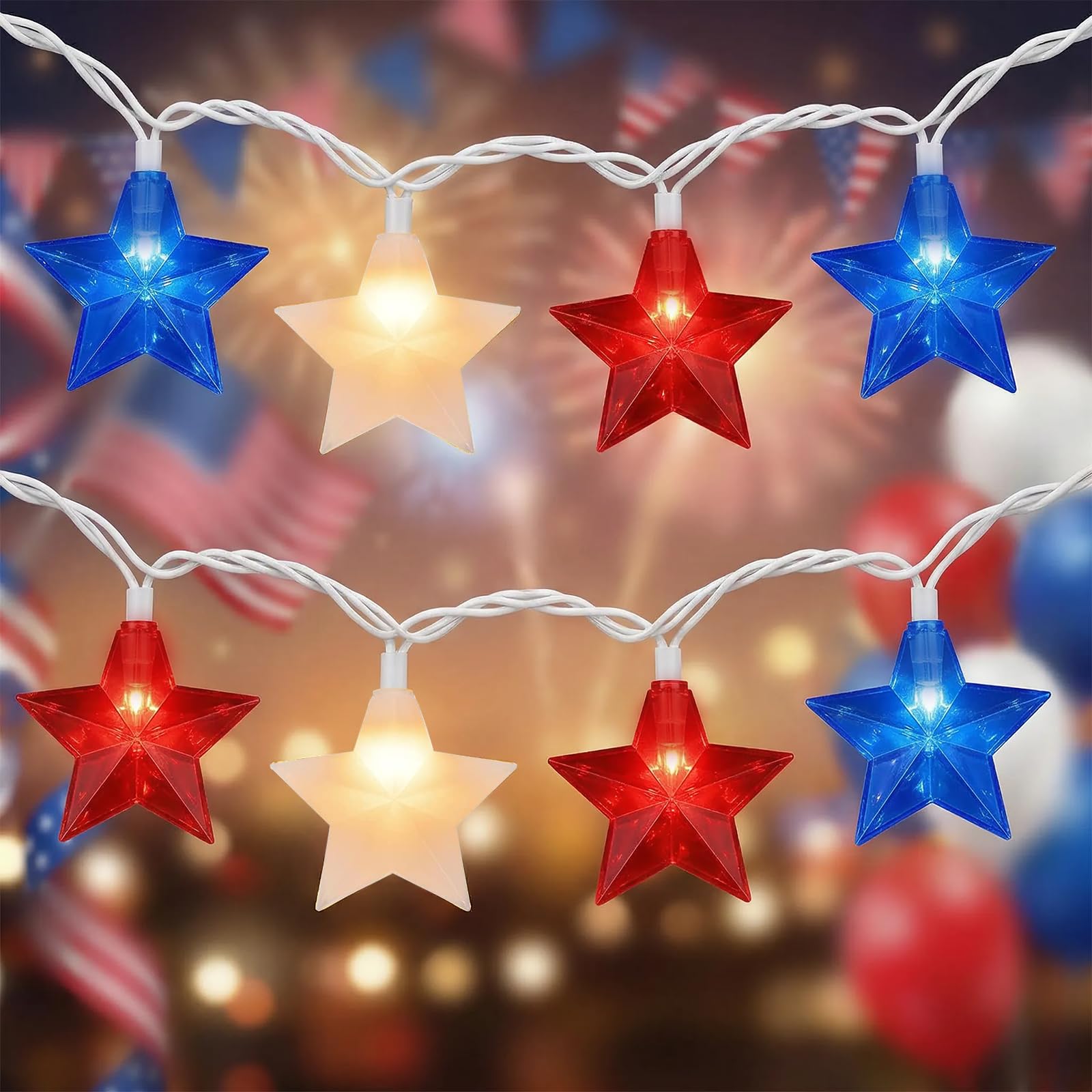Red White Blue Stars String Lights (Doratale)