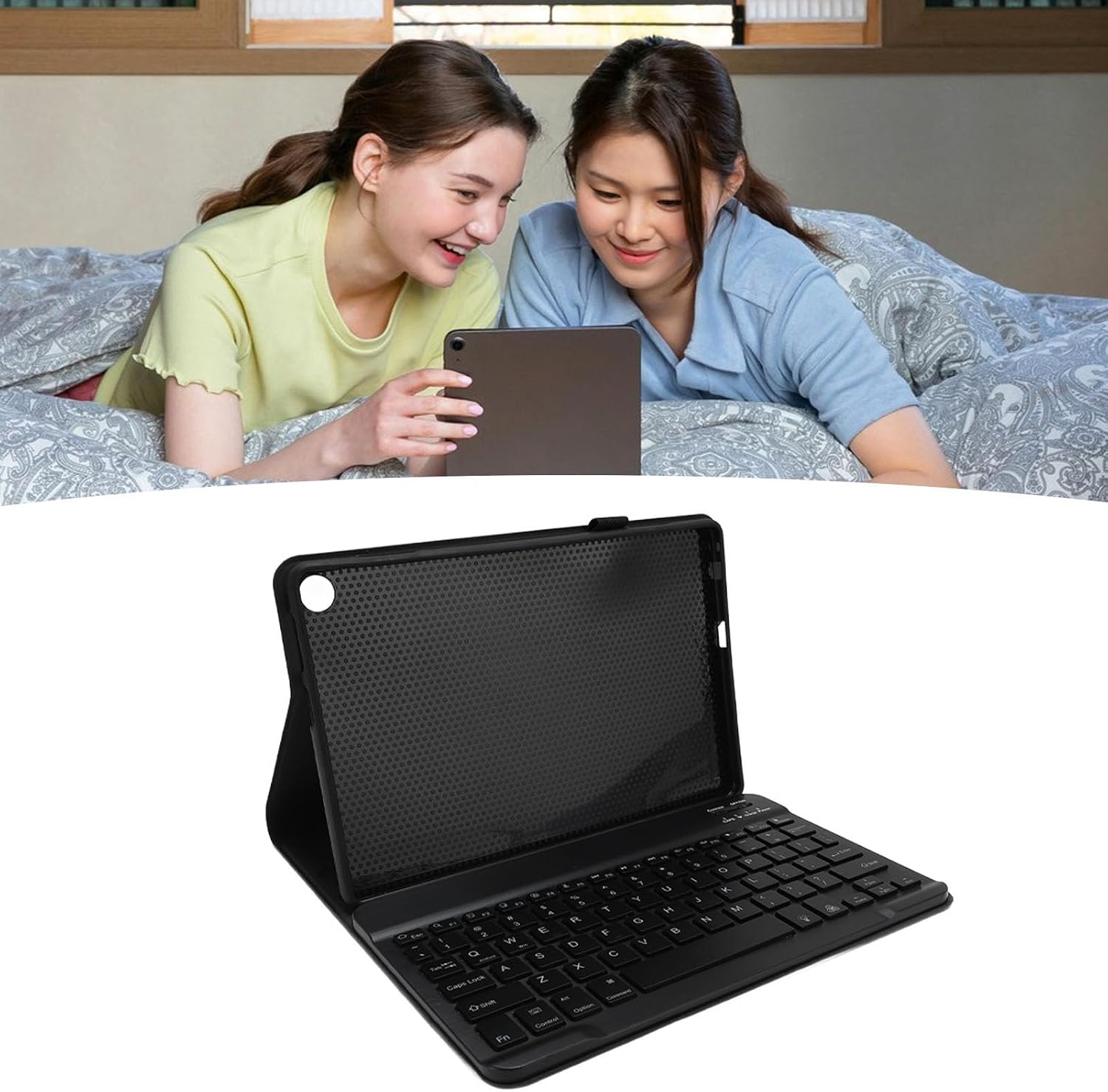CCYLEZ PU Leather Keyboard Sleeve, Tablet Cover Portable Auto Sleep for Tab M10 Gen 3 10.1 Inch (Black)
