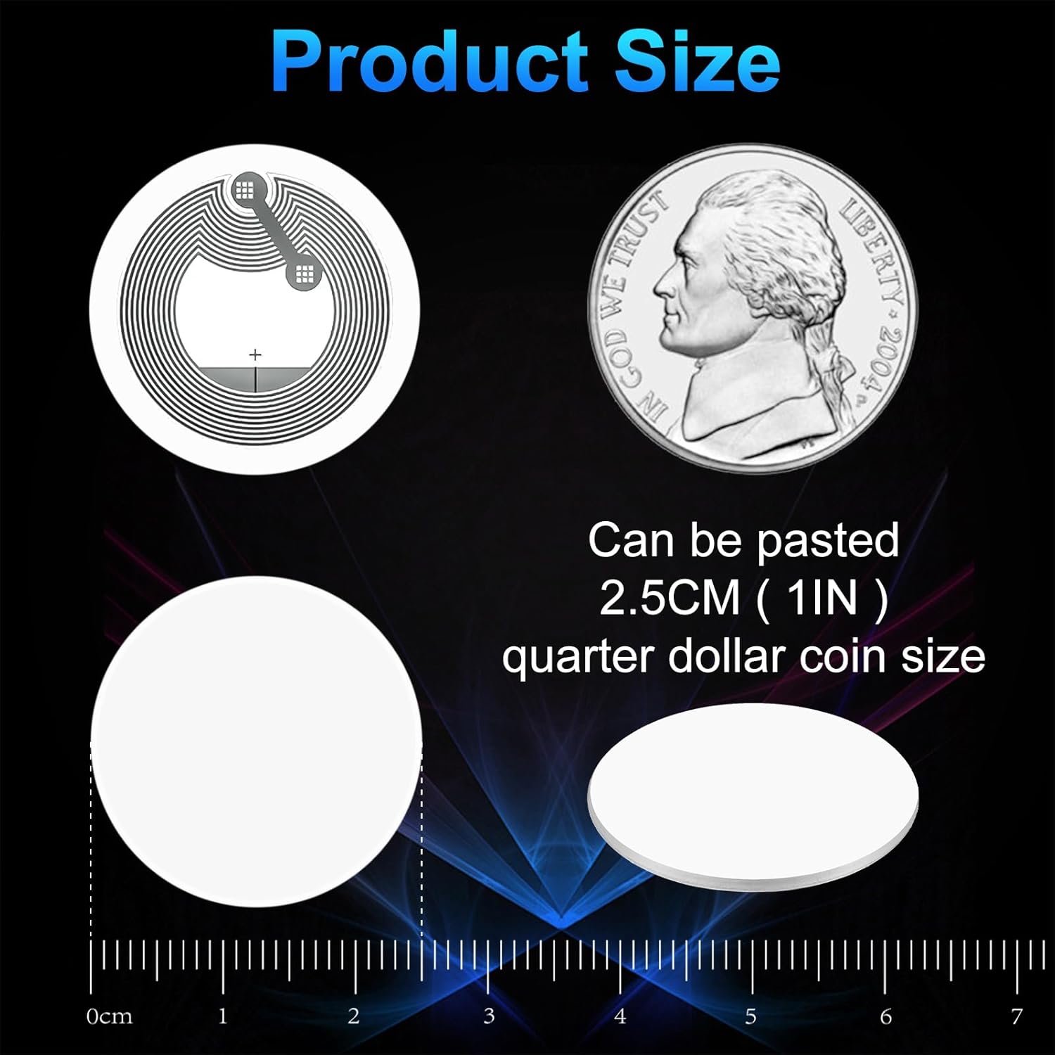 100 Pcs NFC Tags Adhesive NFC Stickers Chip 1 Inch Rewritable NFC Tags 504 Bytes Compatible with Ntag 215 TagMo and Amiibo and NFC Enabled Mobile Phones Devices