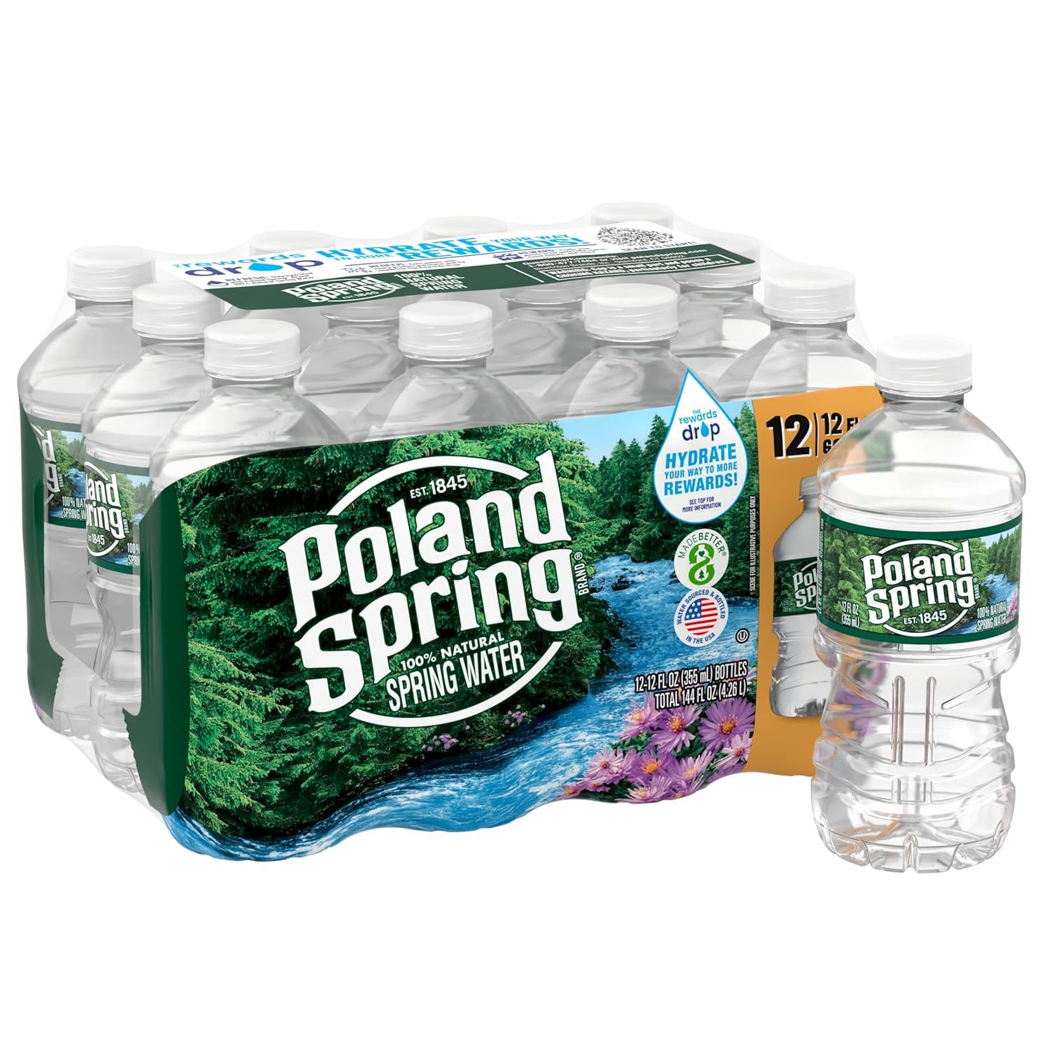 CAMEO - PolandSprings 100% Natural Spring Water, 12 fl oz. Plastic Bottles (24 count)