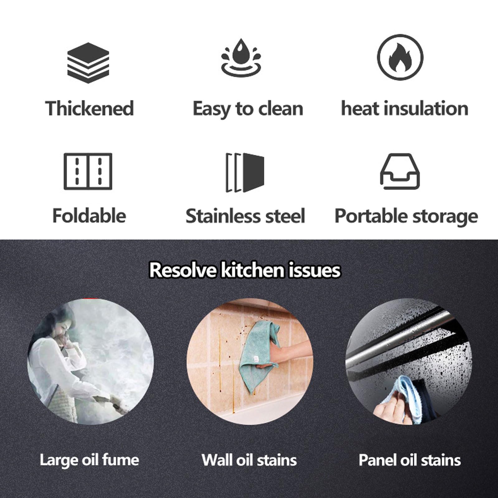 Plaque Anti Projection Cuisine Garde éclaboussante En Acier En Acier Inoxydable Pour La Cuisine De Cuisine, Pliage Des éclaboussures Pour Les Outils De Cuisson Des écrans éclaboussant(Size:45*80*60cm)