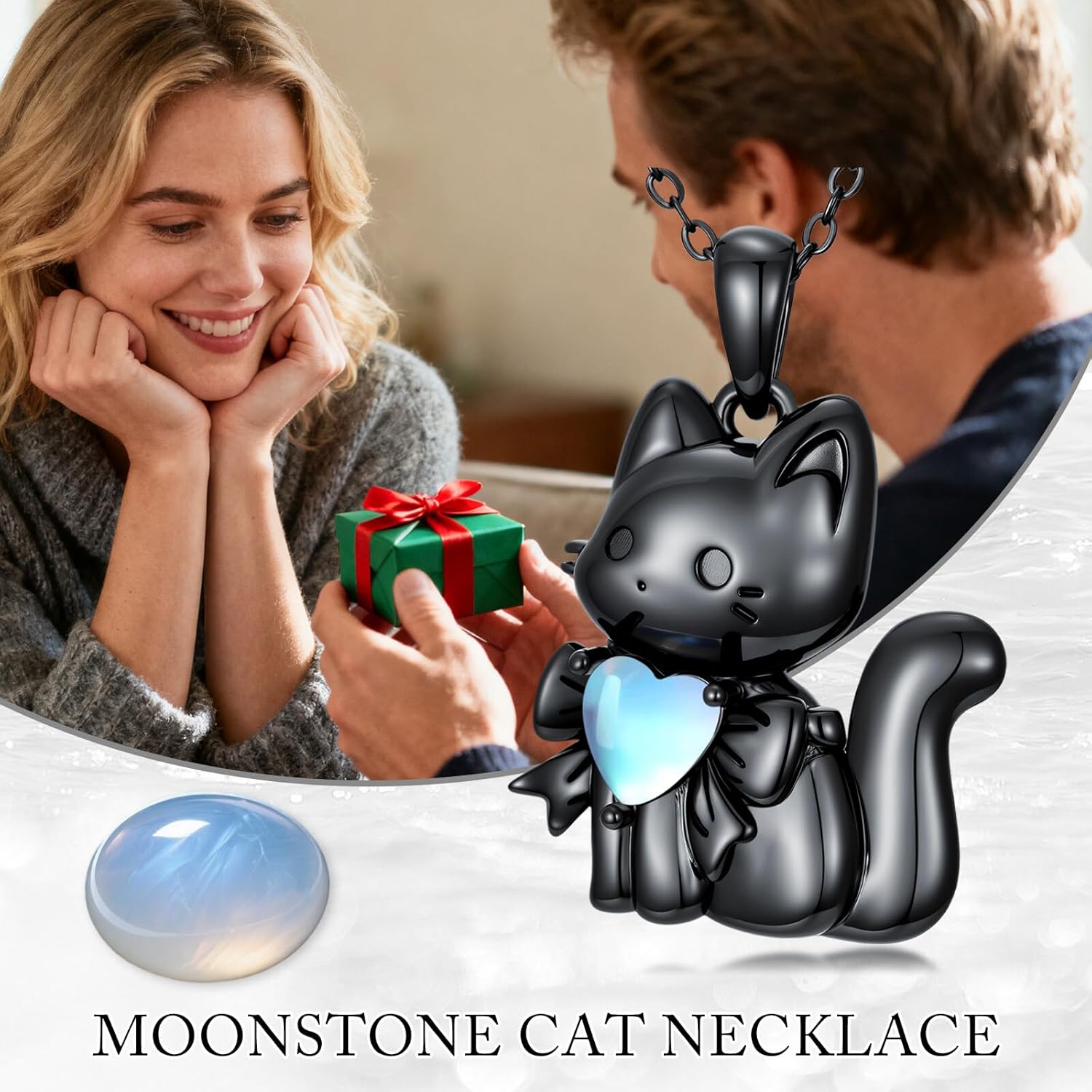Moonstone Black Cat Necklace for Women 925 Sterling Silver Cat Pendant Ladies Jewelry Gifts - Image 5