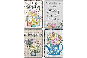 Spring Wall Decor: Festive Tin Signs for Easter and Garden Festivities