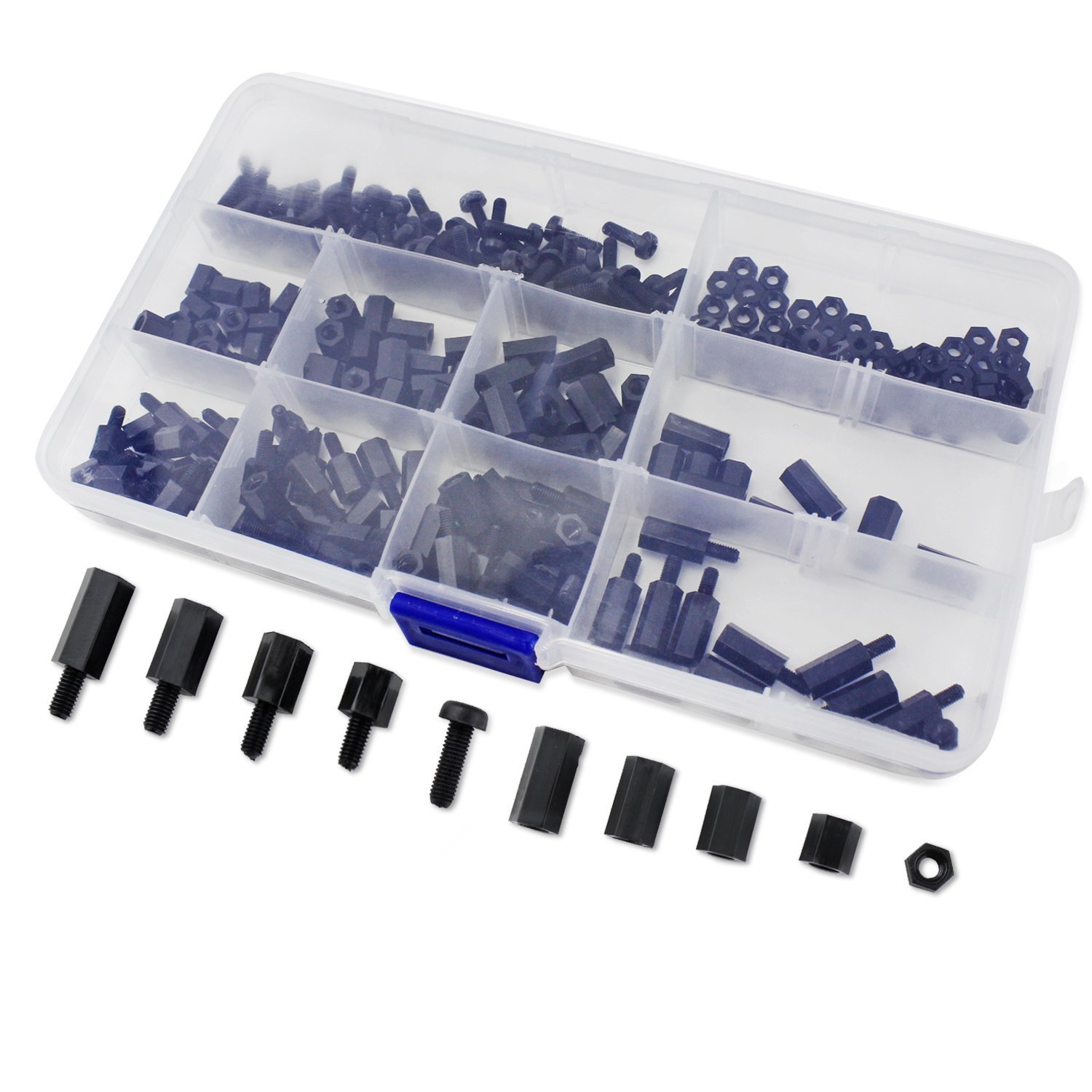 Kit Assortimento 180 Pezzi Distanziatori, Viti E Dadi In Nylon Nero M3 Per PCB, Stagnante