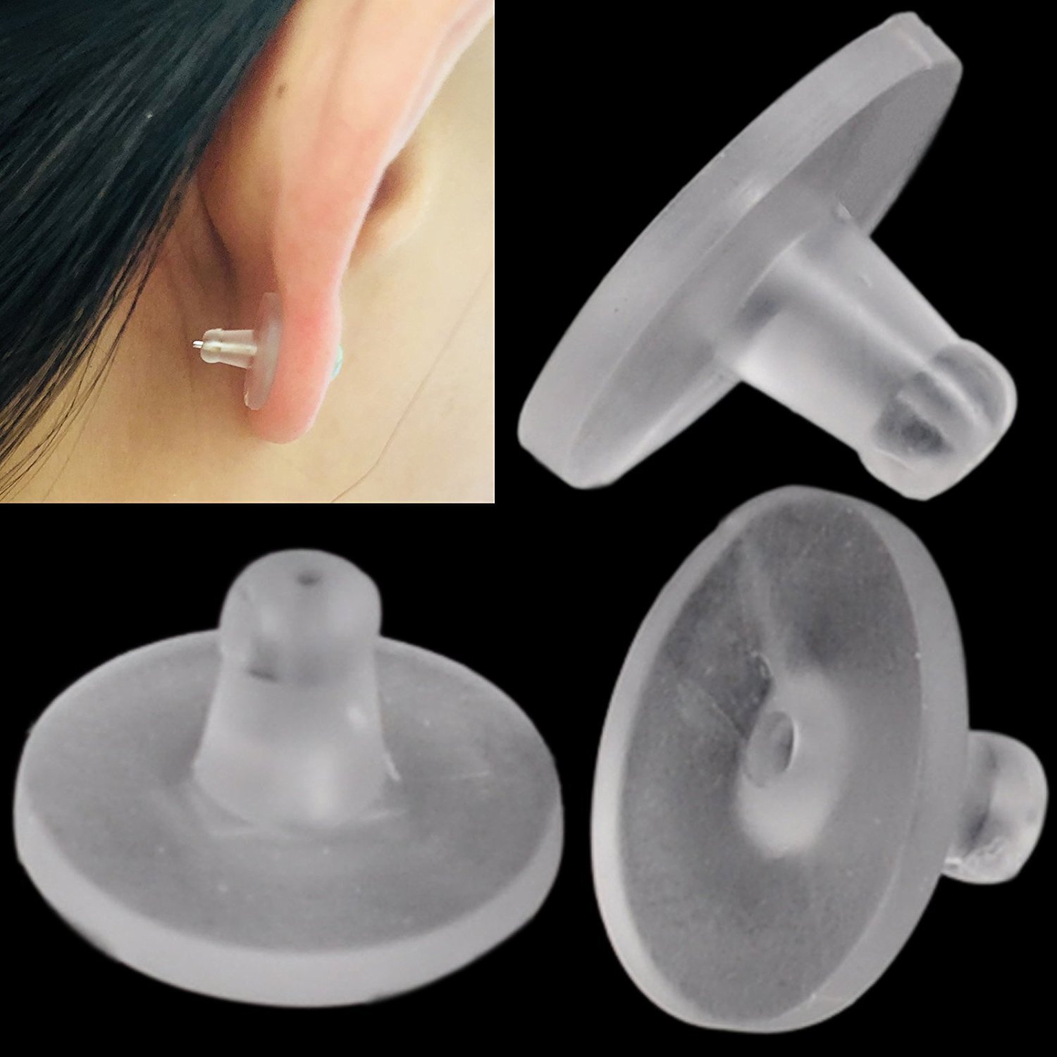 LNSEA 200 Packs Earring Backs Earring Stoppers Clear Rubber Bullet