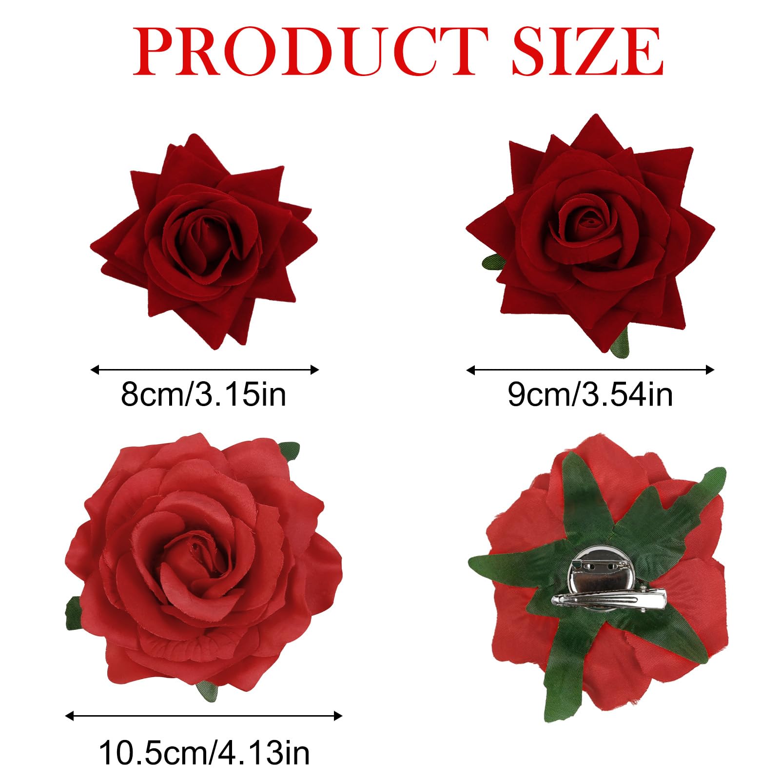 Vintage Faux Rose Flower Hair Clip Orange Red Floral Accessory Retro Orange Rose and Ranunculus Flower Hair Clip – Flora and the Fox main image 4
