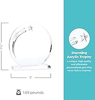 Vista 3 de Baudville Trofeo grabado – Círculo acrílico de 7.5 pulgadas – Curva de estrella fugaz en el lateral – Premio para empleados – Grabado personalizado