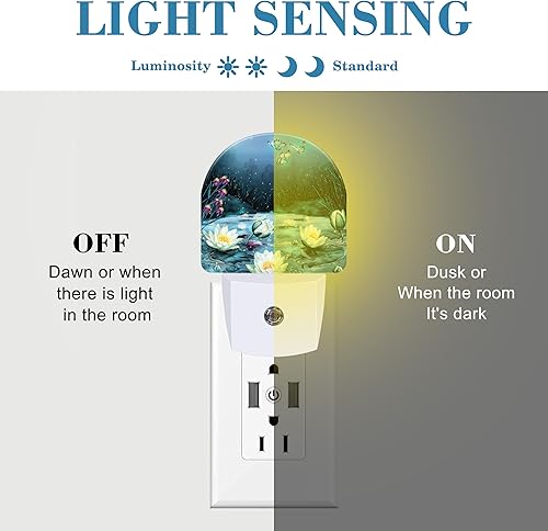 Miniatura 2 de Luz nocturna enchufable a la pared, luz nocturna mágica de flor de loto y mariposa con sensor de atardecer a amanecer, luz nocturna para niños,