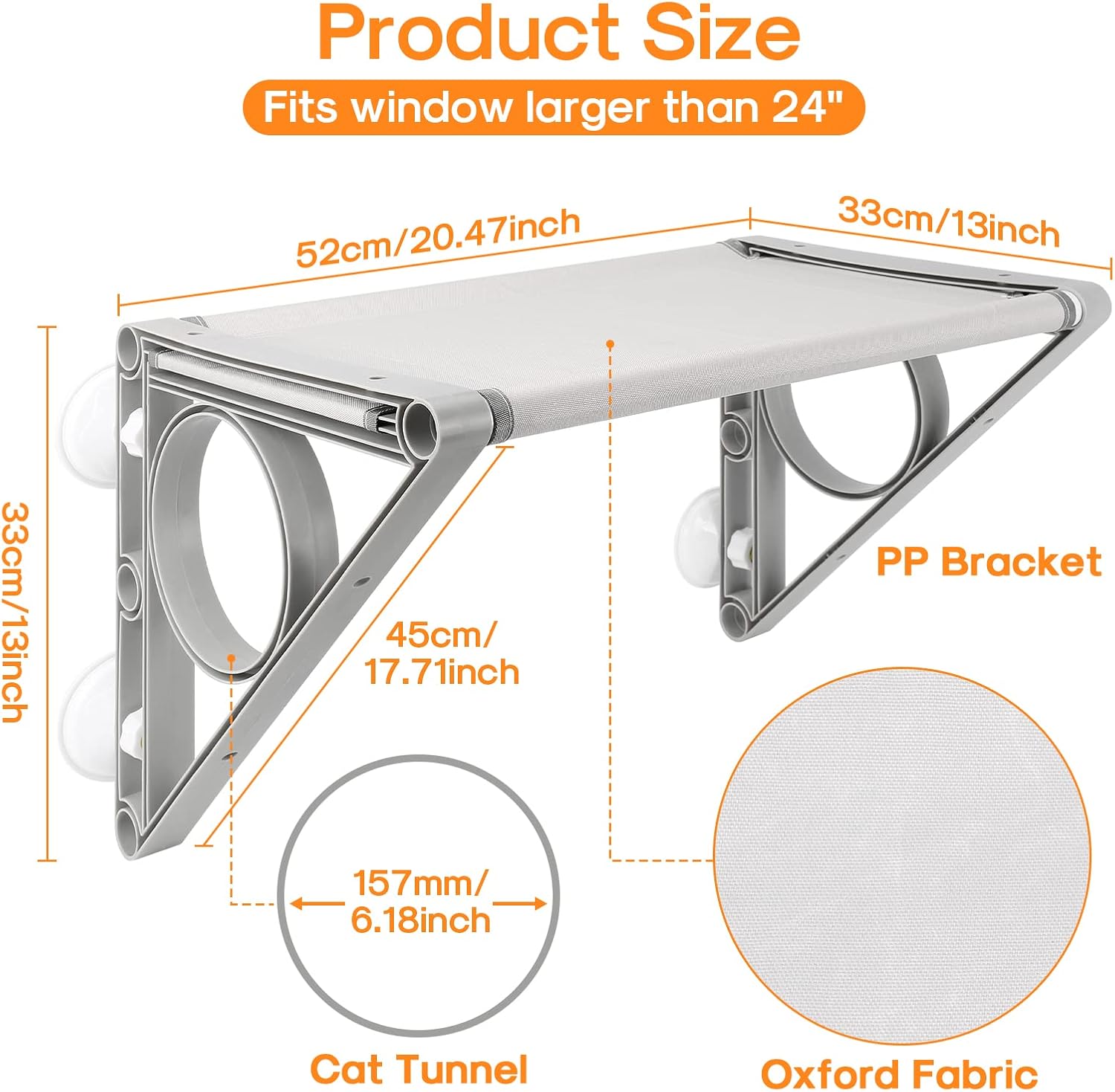 review 2 in 1 Cordless Cat Window Perch Cat Hammock with Cat Tunnel, 20.4X13'' Large Cats Window Cat Beds with 4 Strong Suction Cups & Solid Metal Frame, Foldable Cat Seat for Indoor Cats