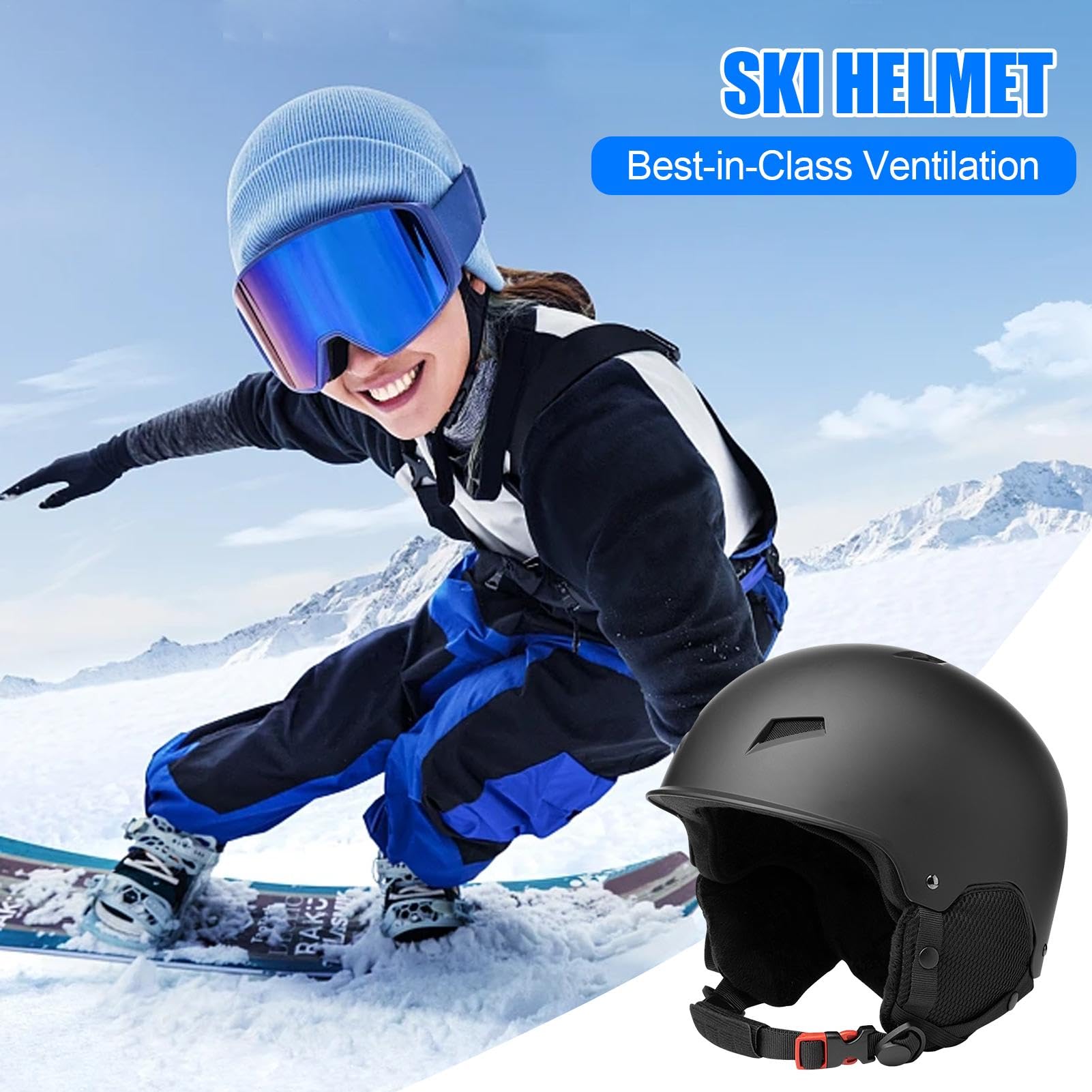 Cappello di sicurezza per lo sci, Cappello di sicurezza per lo snowboard | Cappello rigido antiurto Protezione per le orecchie Cappello di sicurezza regolabile - Cappello di sicurezza protettivo porta
