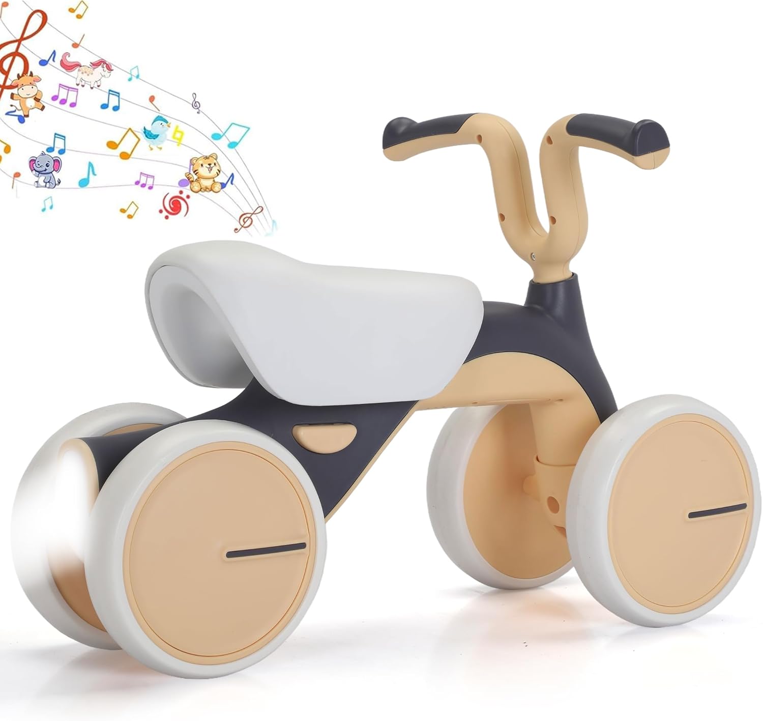 Henry & Colin Baby Balance Bike for Kids - No Pedal 4-Wheel First Bike, Toddler Walker for Boys & Girls, with Stylish Handle, Sturdy & Safe Design for 1-3 Year Olds