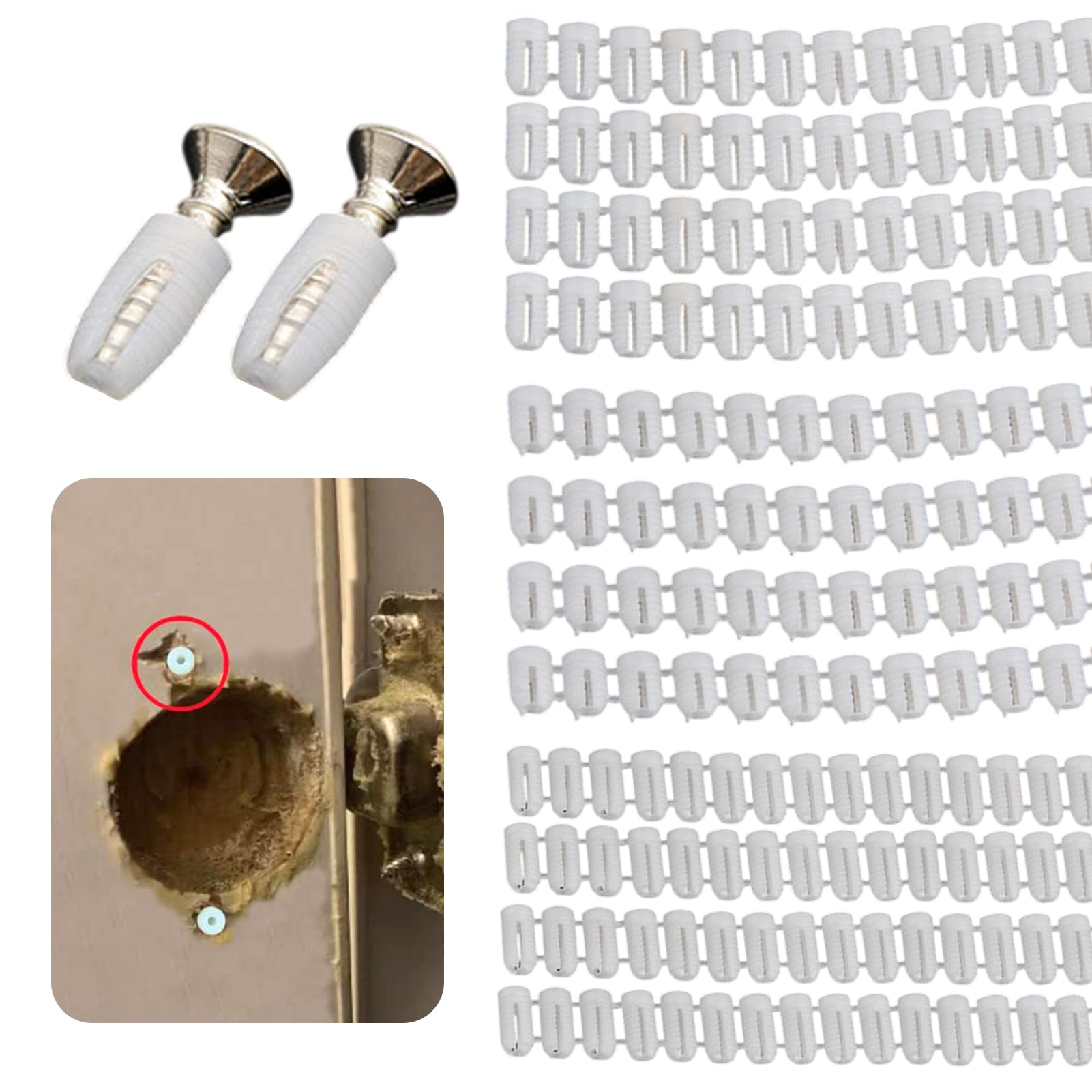 300pcs Hinge Expansion Dowels, Expansion Dowels, 4mm Dowel, Plastic Hinge Dowel for Door, White