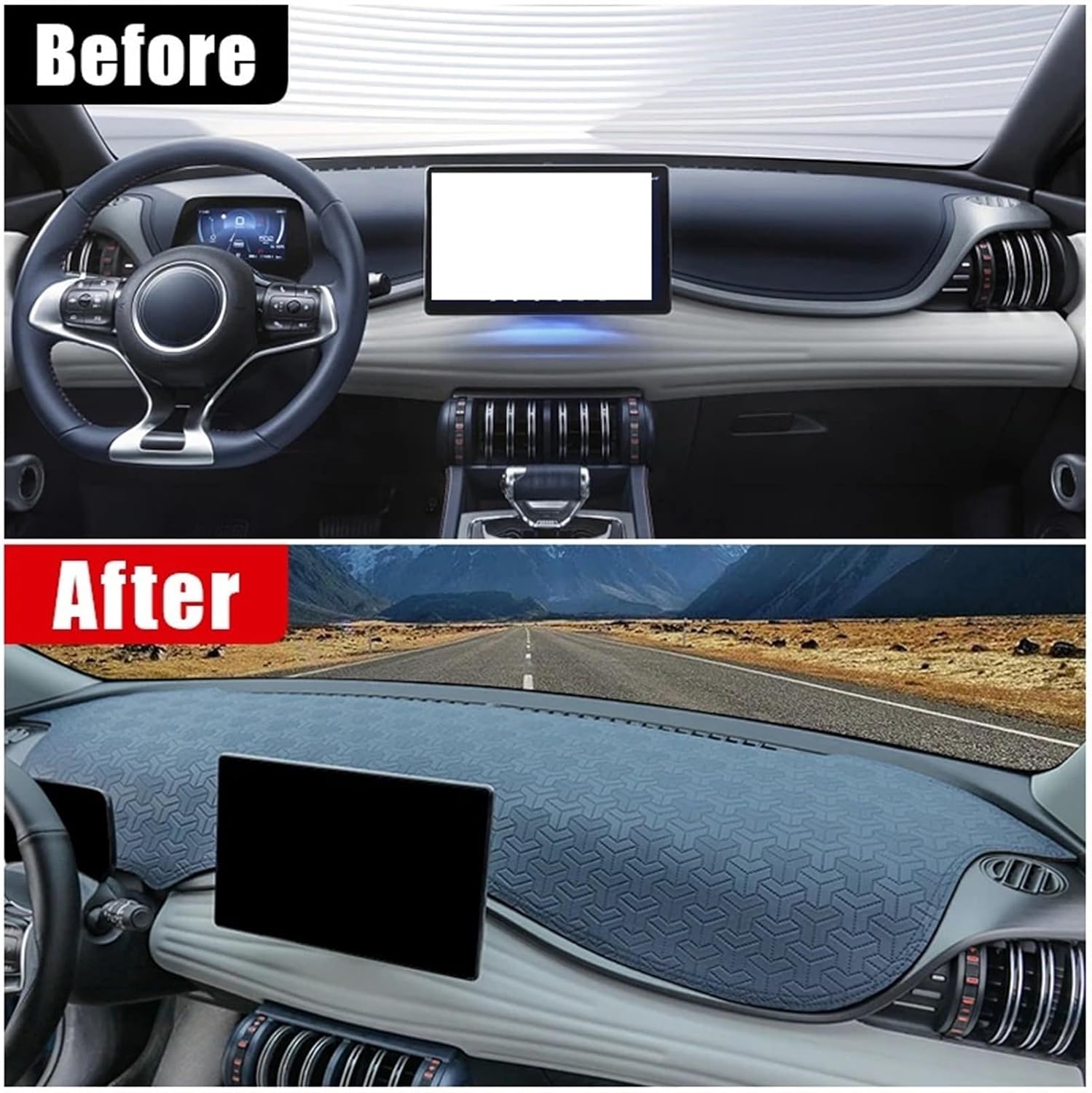 Car Accessories Fit for BYD Atto 3 Yuan Plus EV 2021 2022 2023 Atto3 Leather Car Dashboard Cover Avoid Light Pad Case Accessories Useful(RHD Embossing Blue)