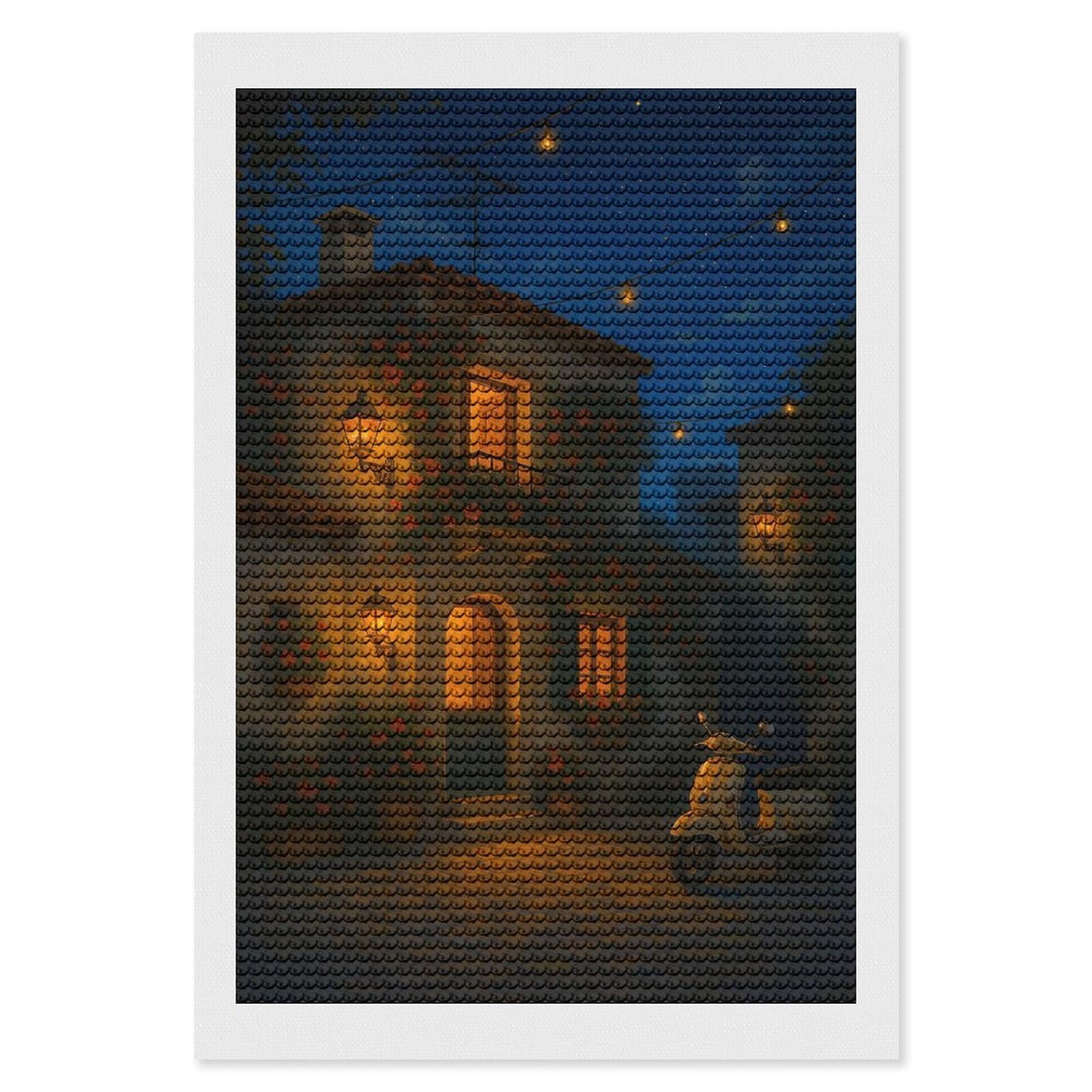 Junmoney Moonlit Ride Through Italy Diamond Art Canvas 8"x12", Decorate Your Room, Mindful Craft Activity, Cosy Home Accent, Thoughtful Handmade Gift